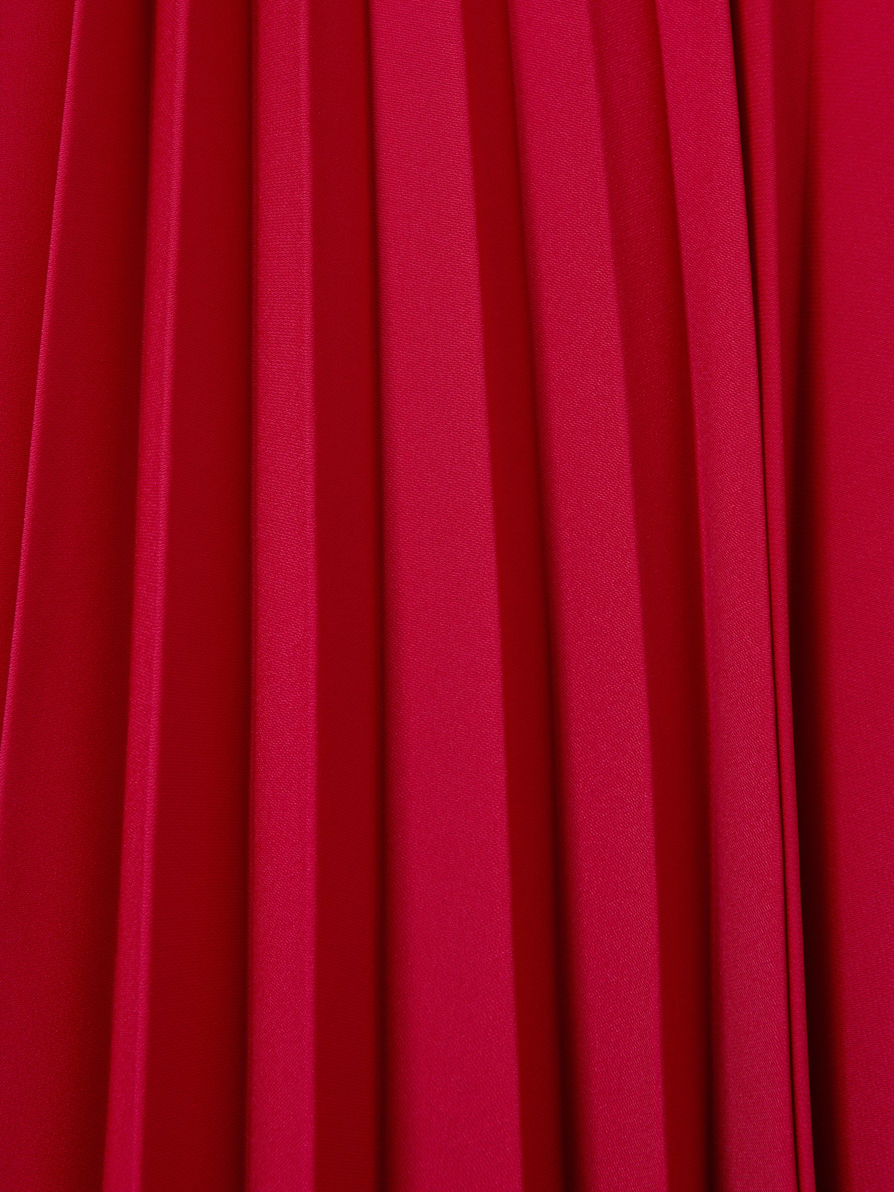 Pleated Cape Sleeve Midi Dress in Coral