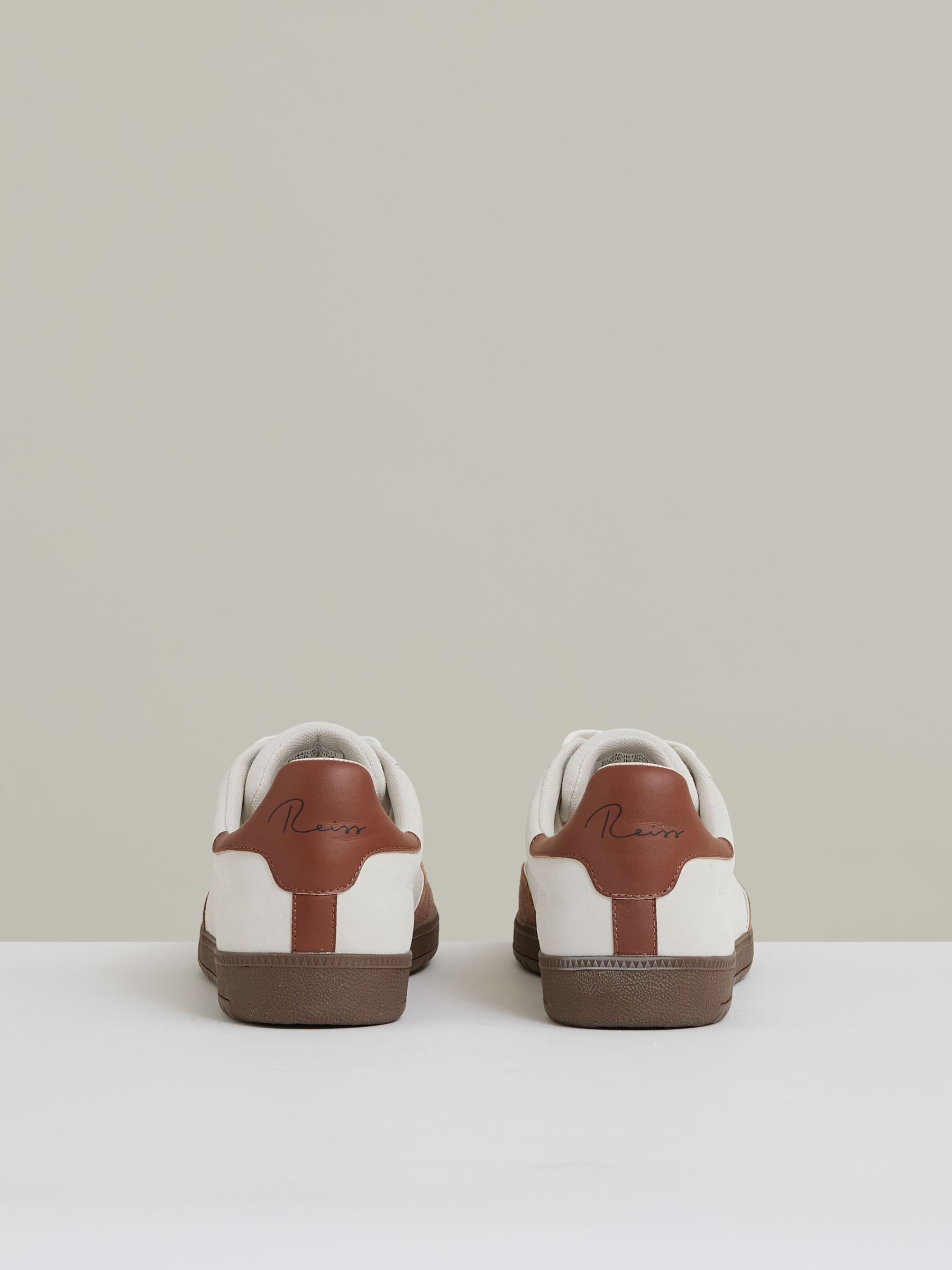 Suede Low-Top Trainers in Off White/Brown