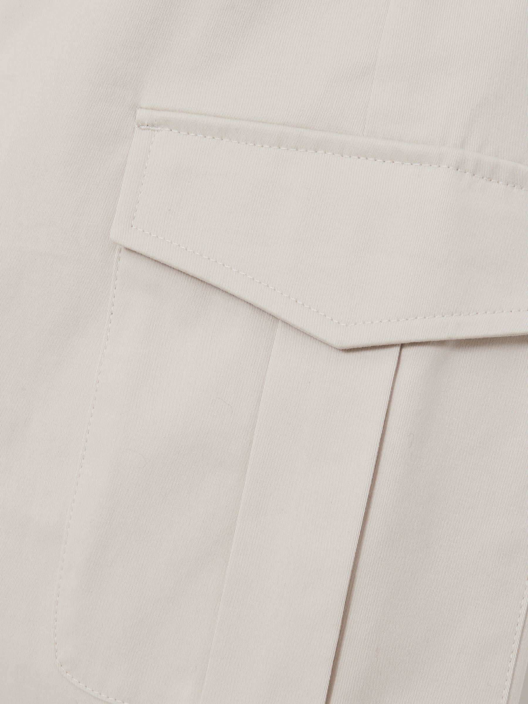 Cotton Tapered Cargo Trousers With Stretch in Stone