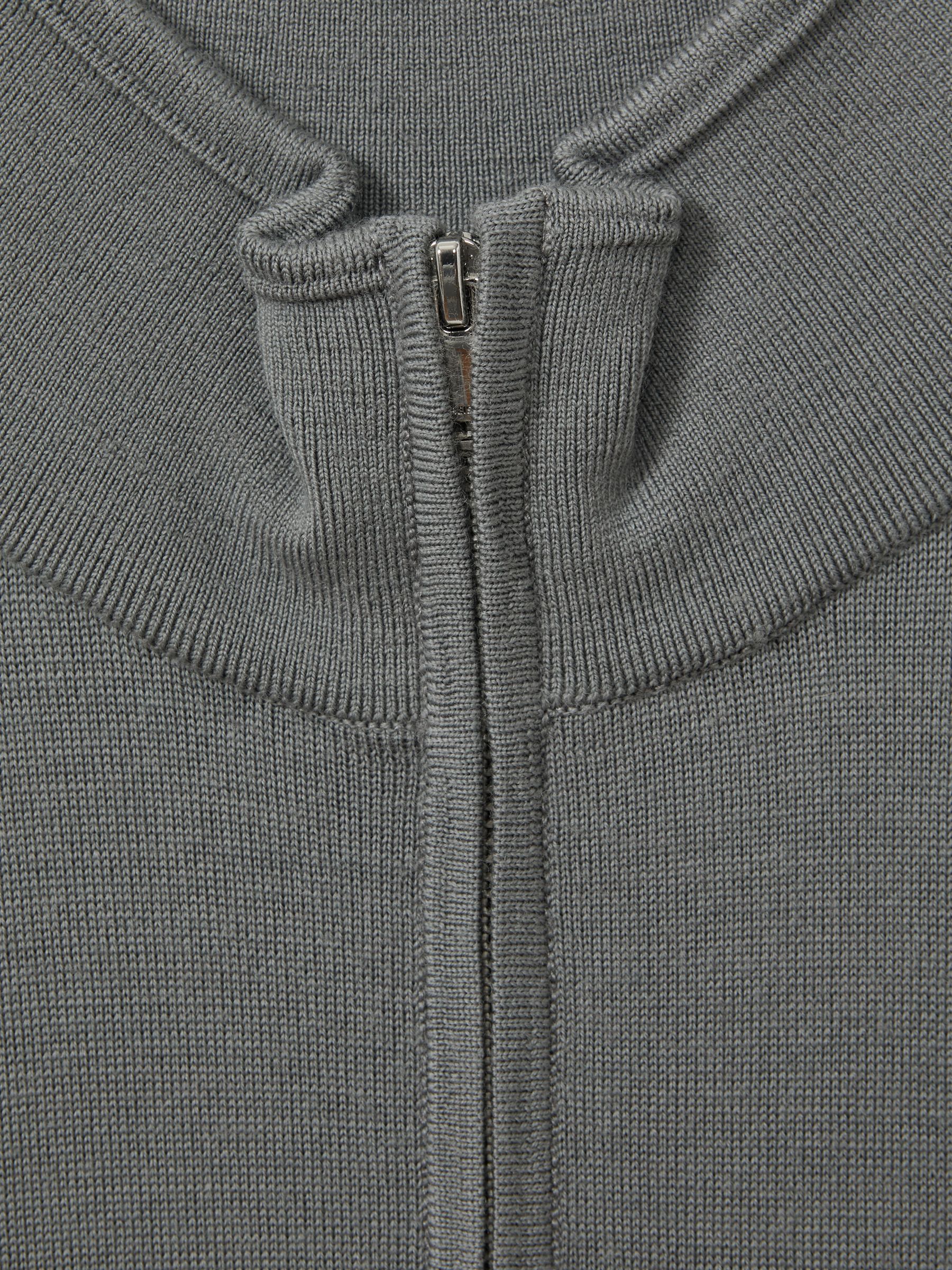 Merino Wool Half-Zip Funnel Neck Jumper in Dusty Green