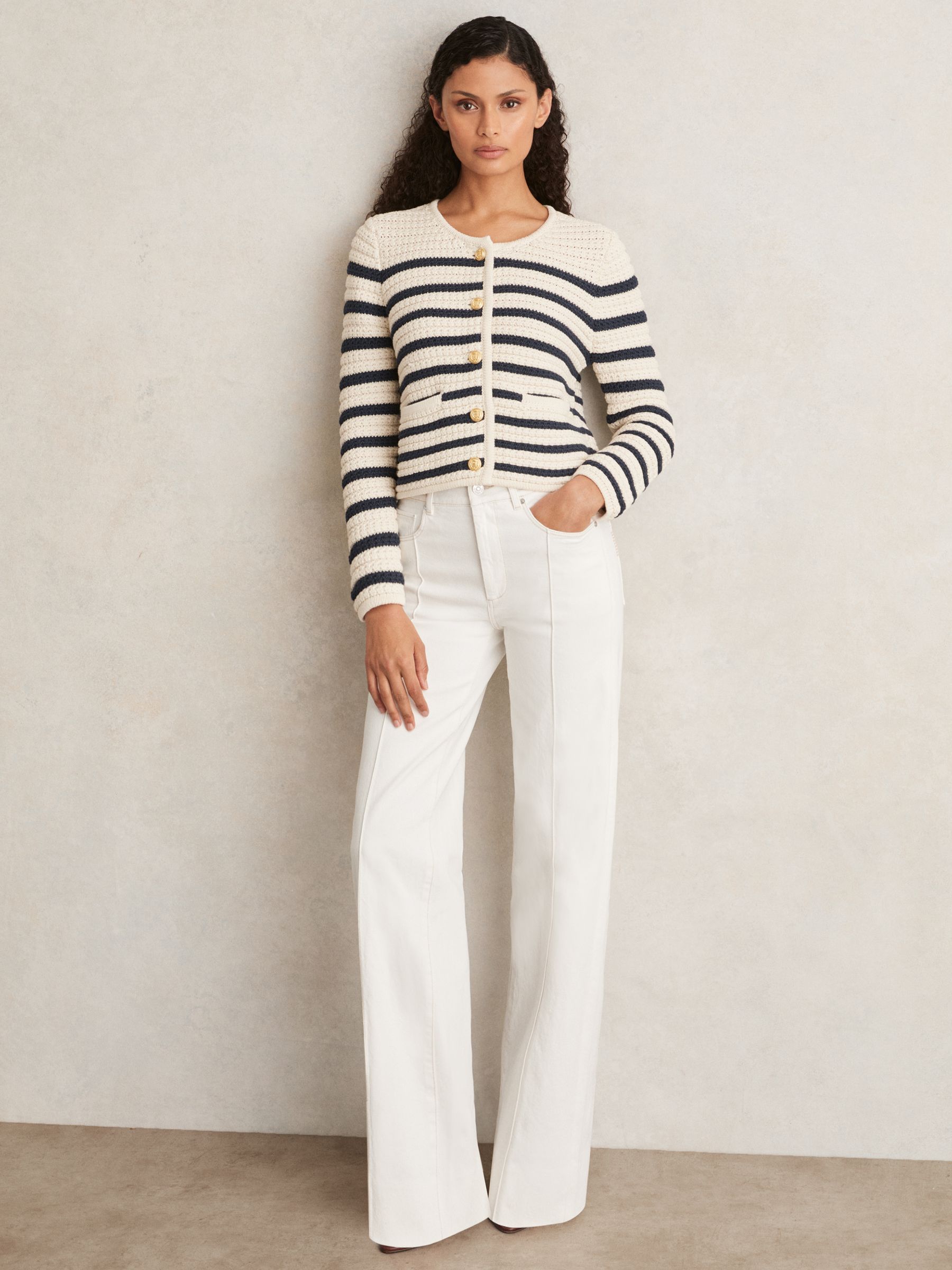 Paige Ecru Wide Leg Pintuck Jeans in Ecru