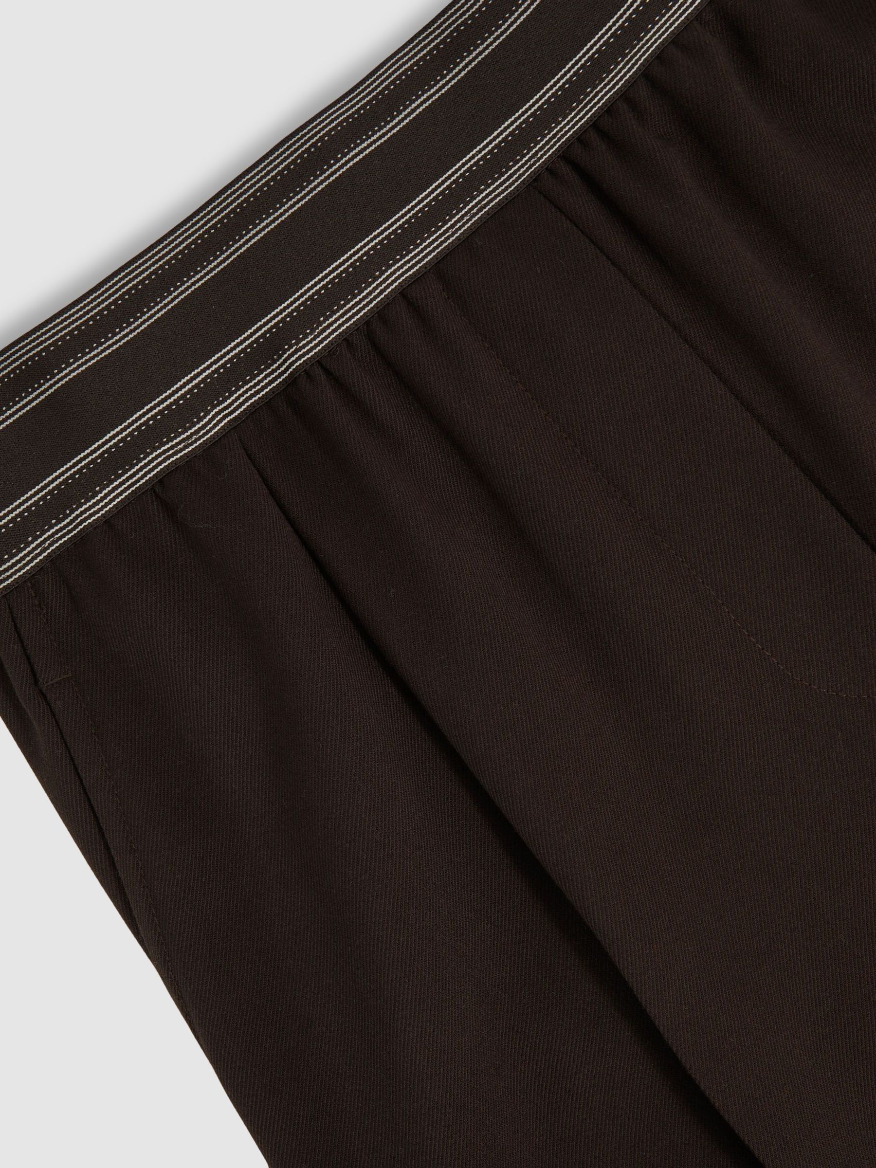 Wide-Leg Contrast-Waistband Trousers in Chocolate Brown