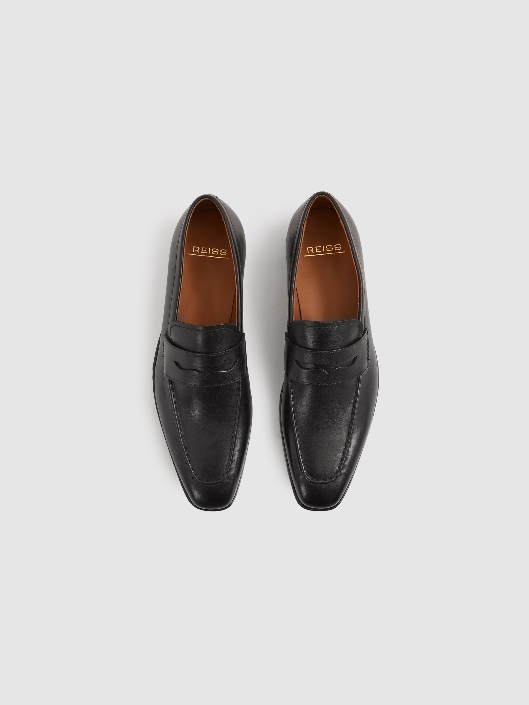 Leather Saddle Loafers in Black