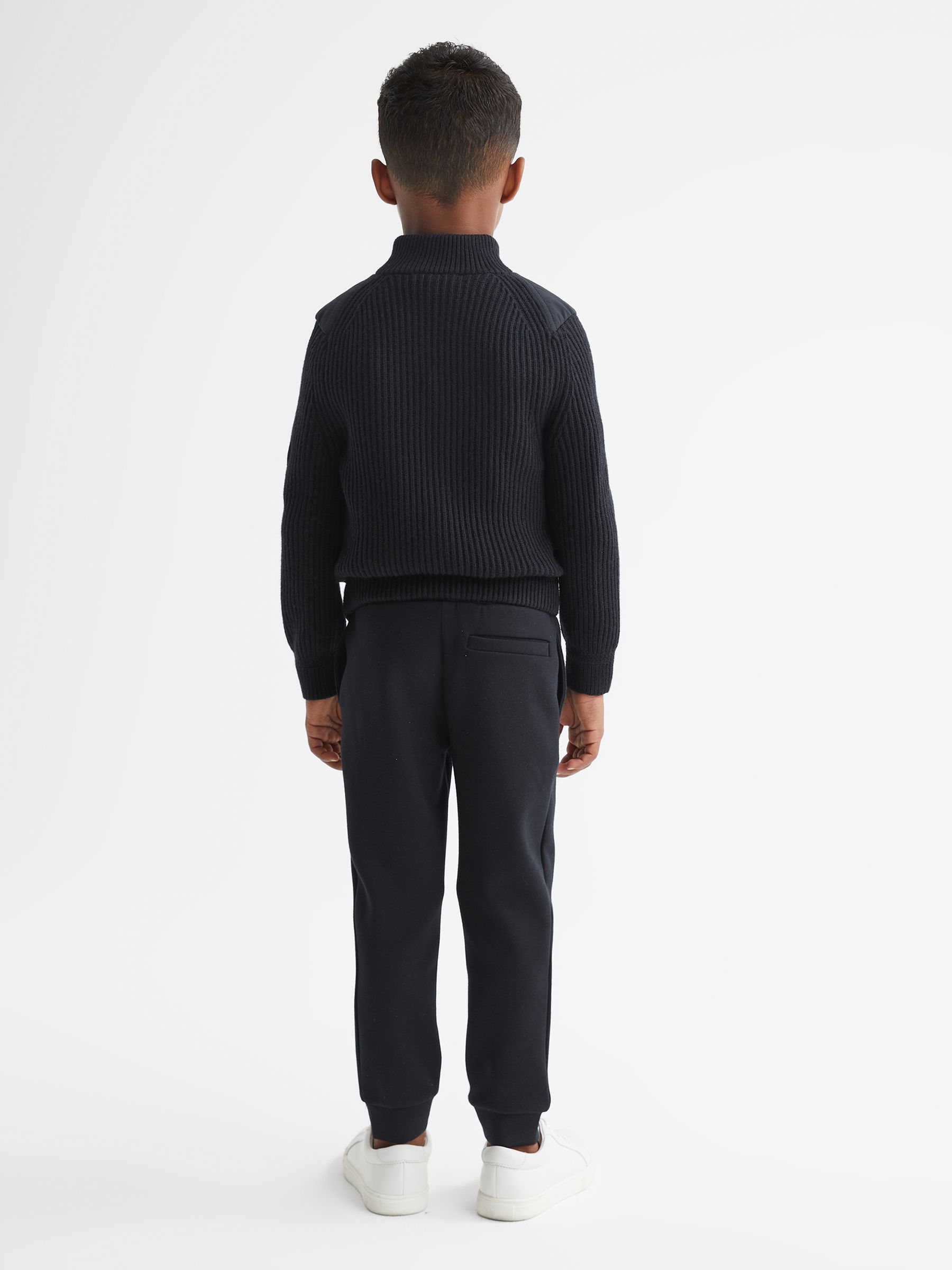 Junior Hybrid Zip Through Quilted Jacket in Navy