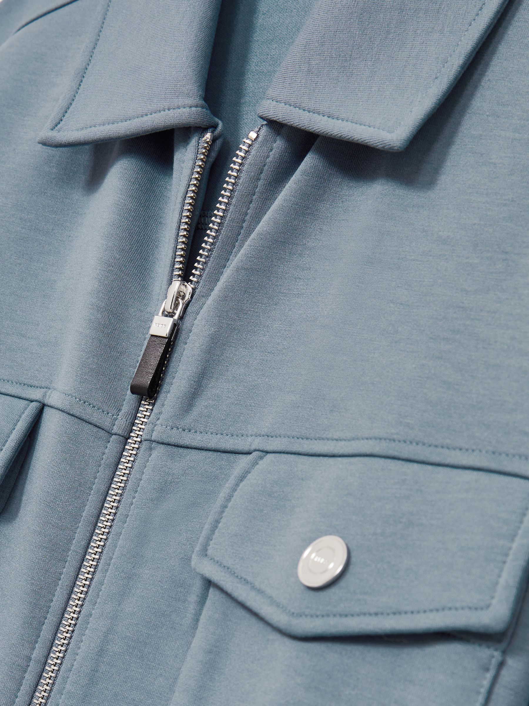 Interlock Jersey Zip-Through Jacket in Airforce Blue