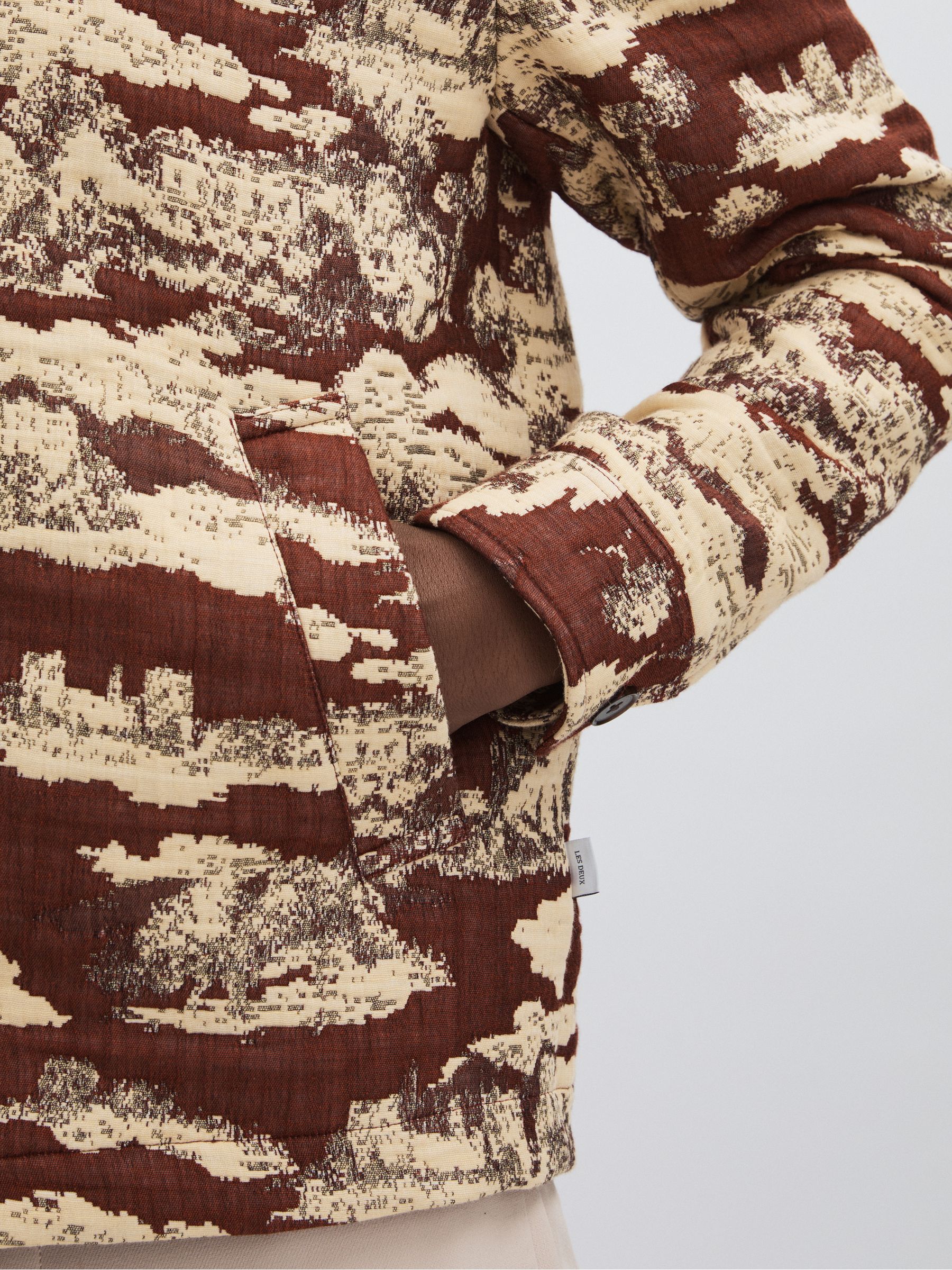 Les Deux Woven Ruins Overshirt in Red/Cream