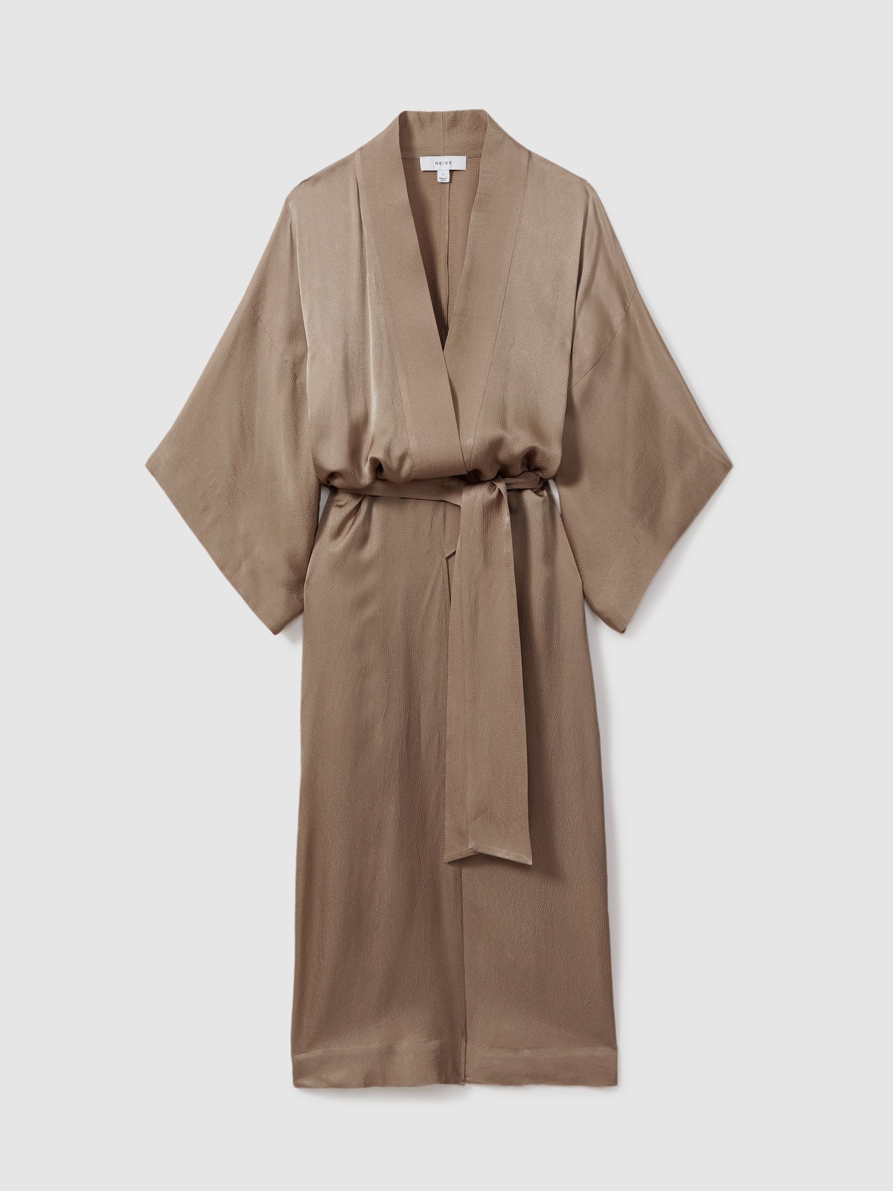 Textured Belted Kimono in Mink