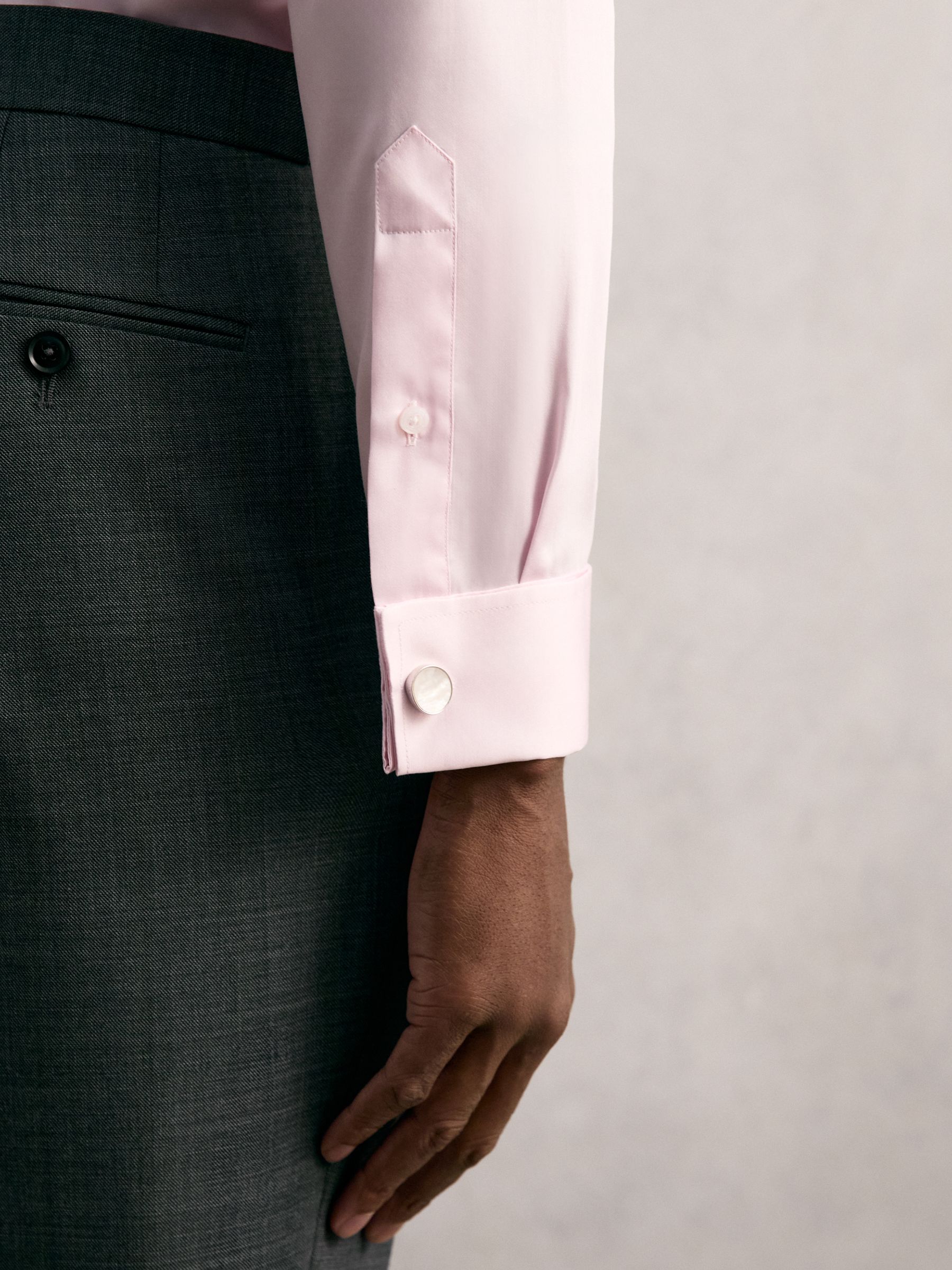 Slim Fit Cotton-Sateen Shirt in Pink