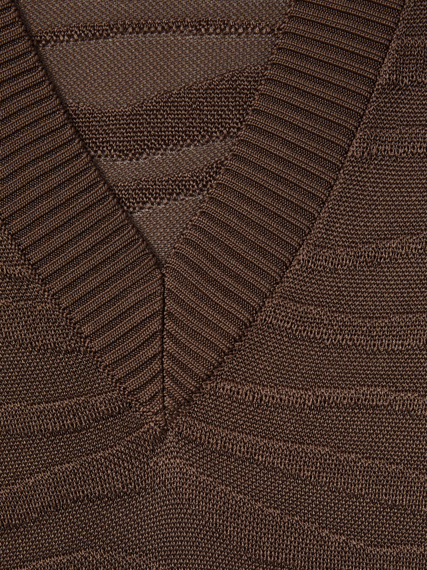 Striped V-Neck Jumper in Mink