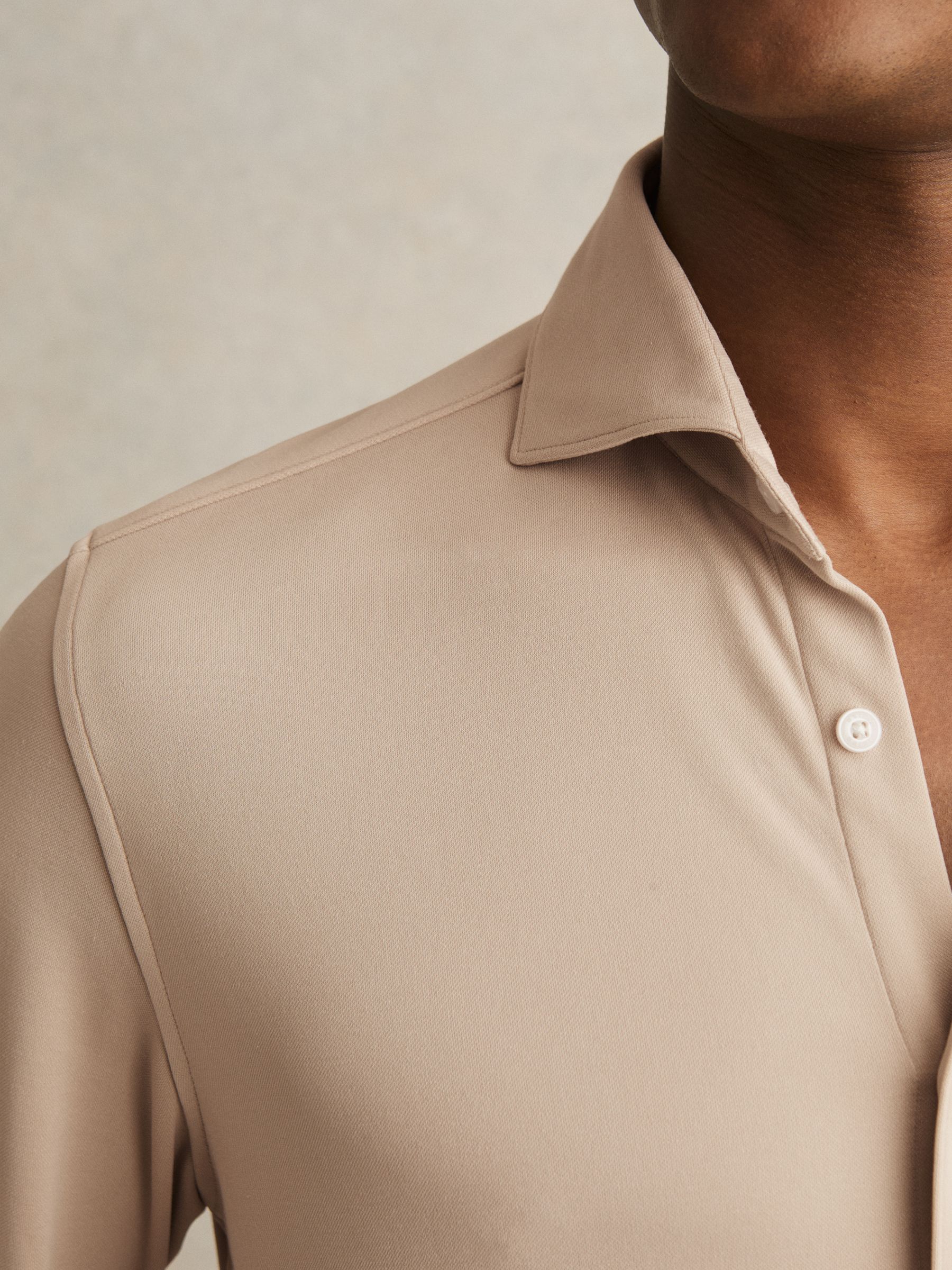 Modal Blend Cutaway Collar Shirt in Stone
