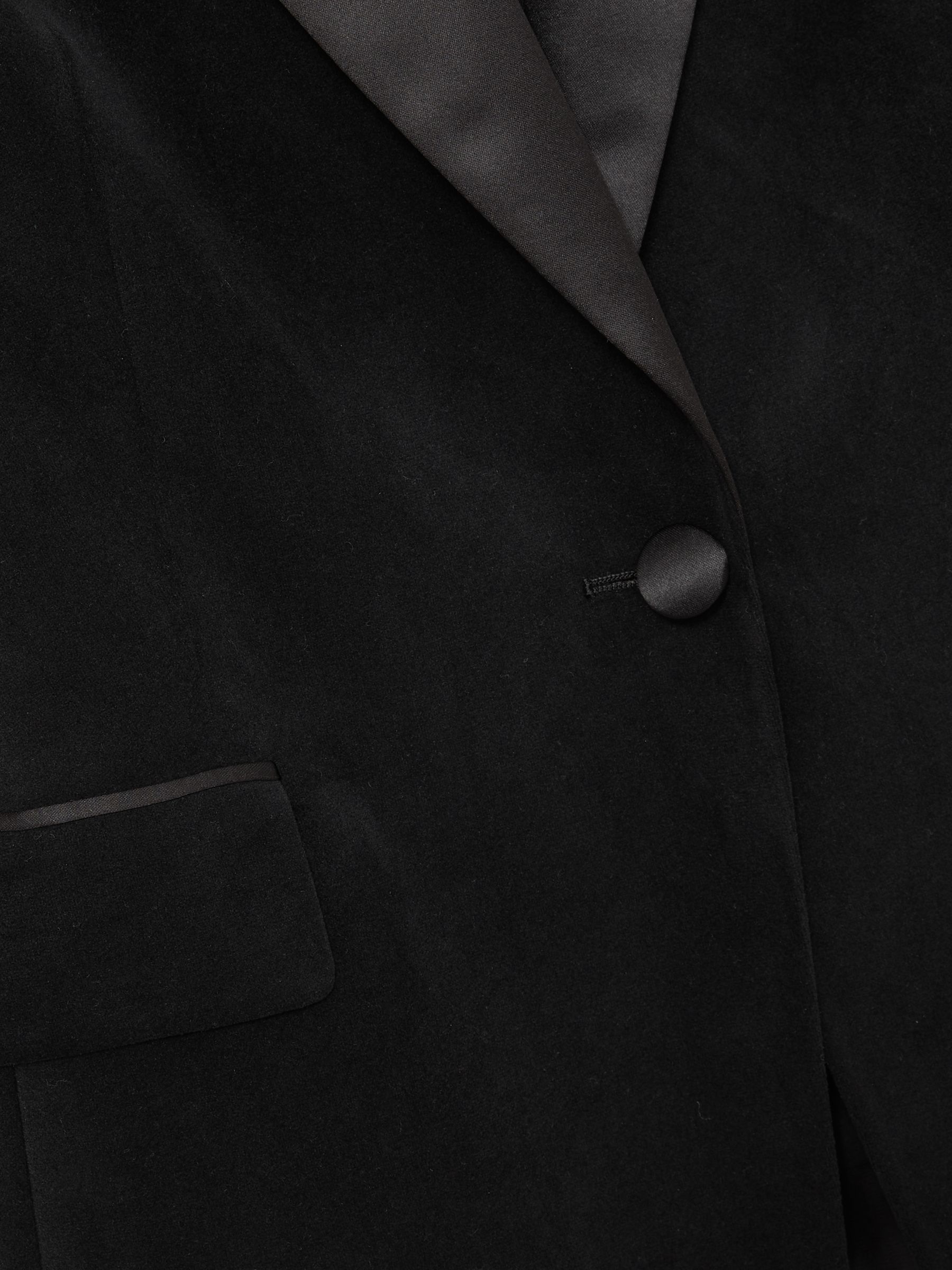 Velvet Single-Breasted Blazer in Black