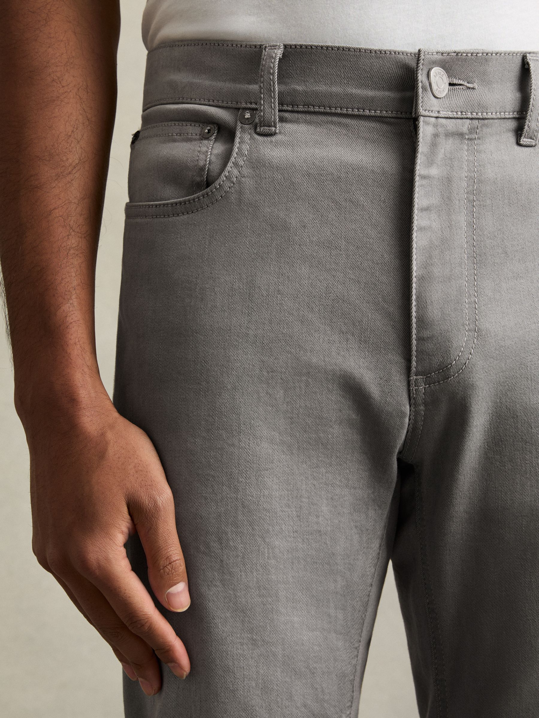 Cotton-Stretch Slim-Fit Jeans in Light Washed Grey