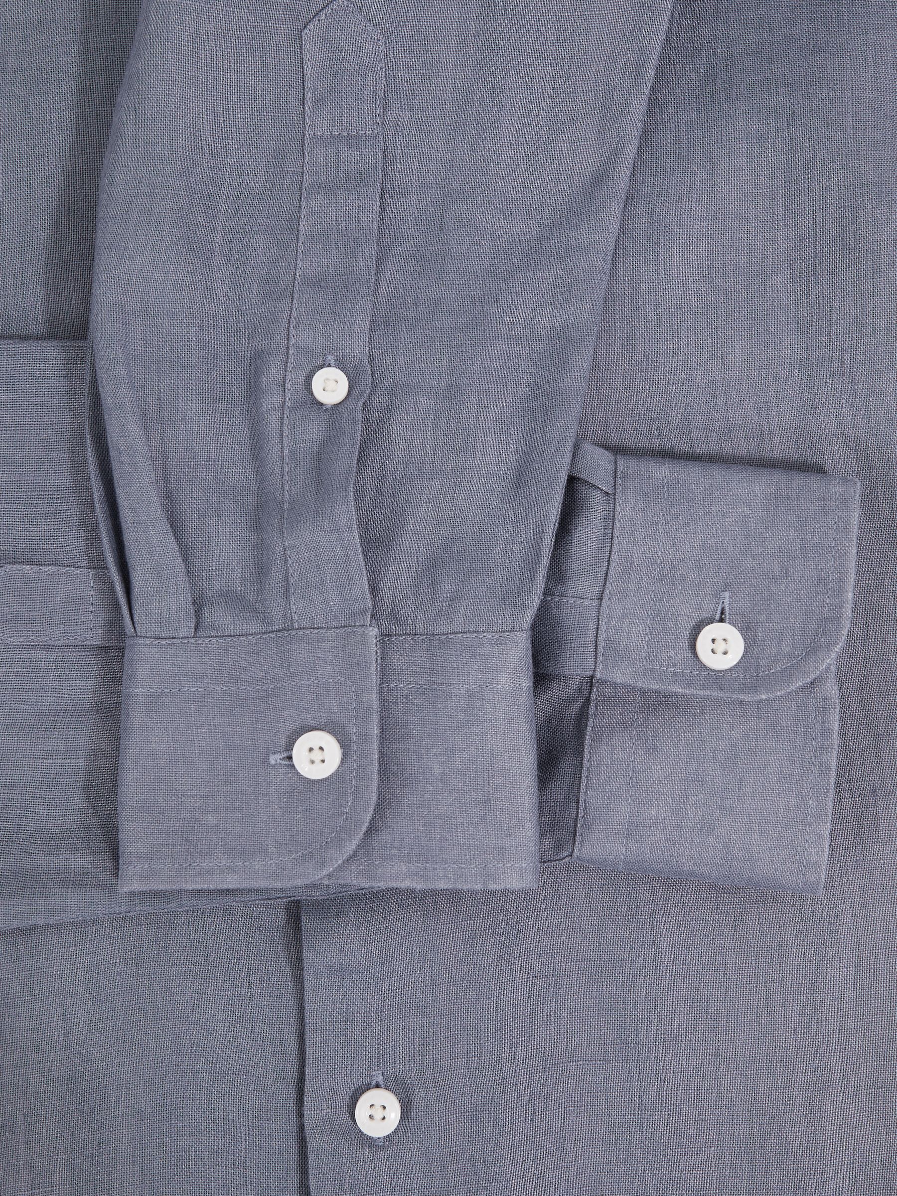 Linen Button-Through Shirt in Airforce Blue