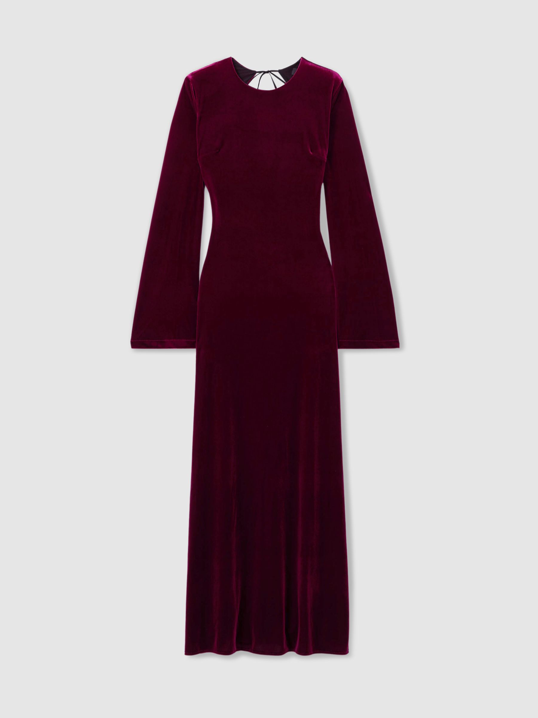 Code Open-Back Velvet Maxi Dress in Burgundy