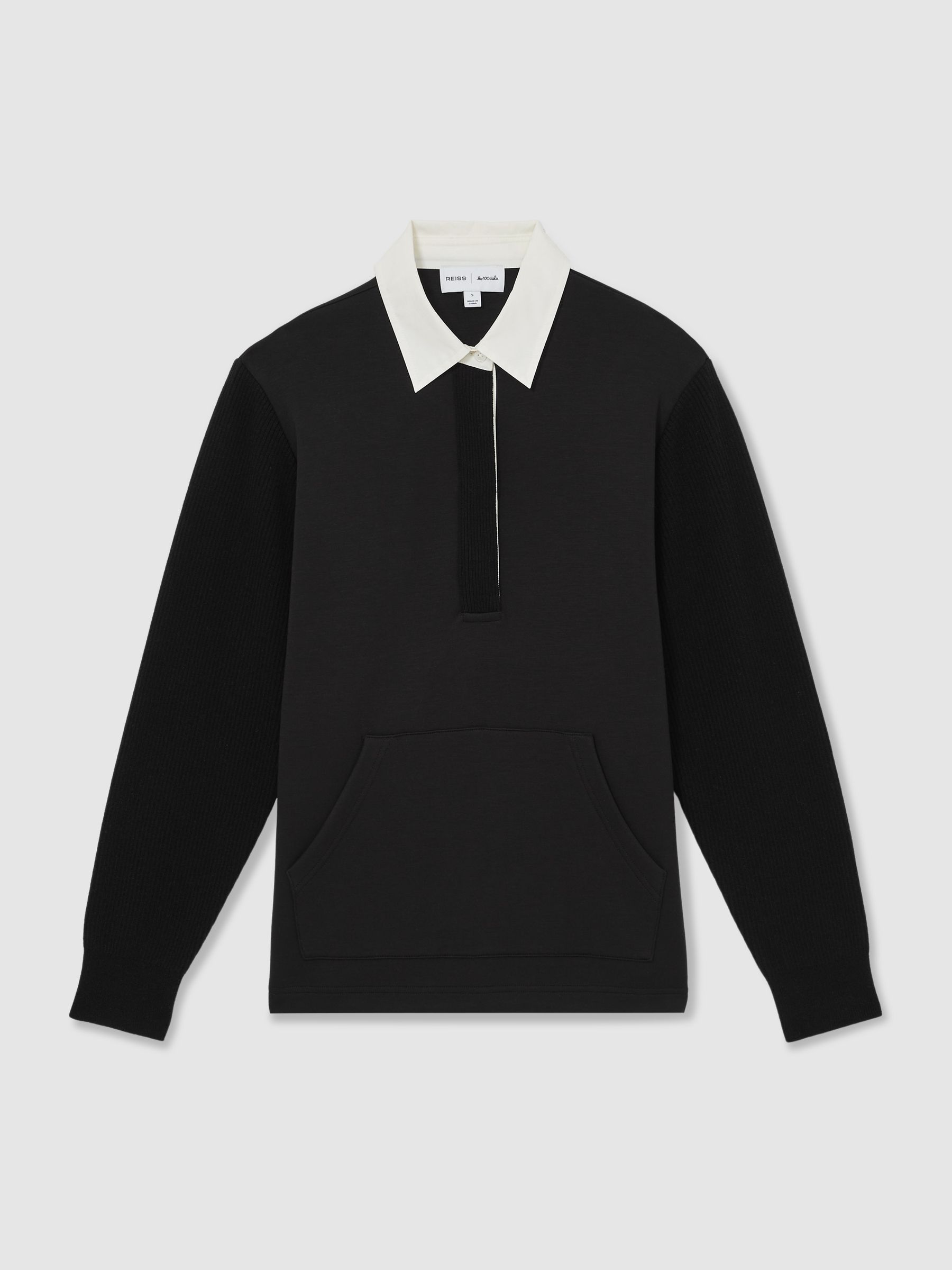 Reiss | Les 100 Ciels Polo Sweatshirt in Black