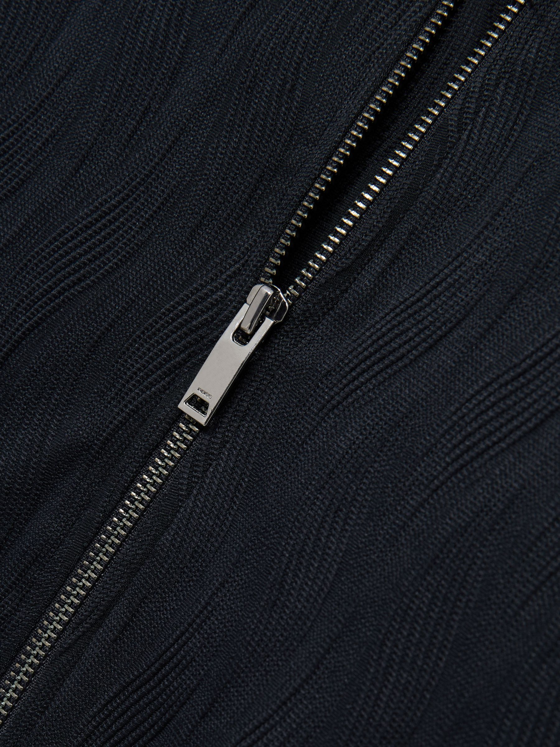 Wave-Jacquard Zip-Through Jacket in Navy