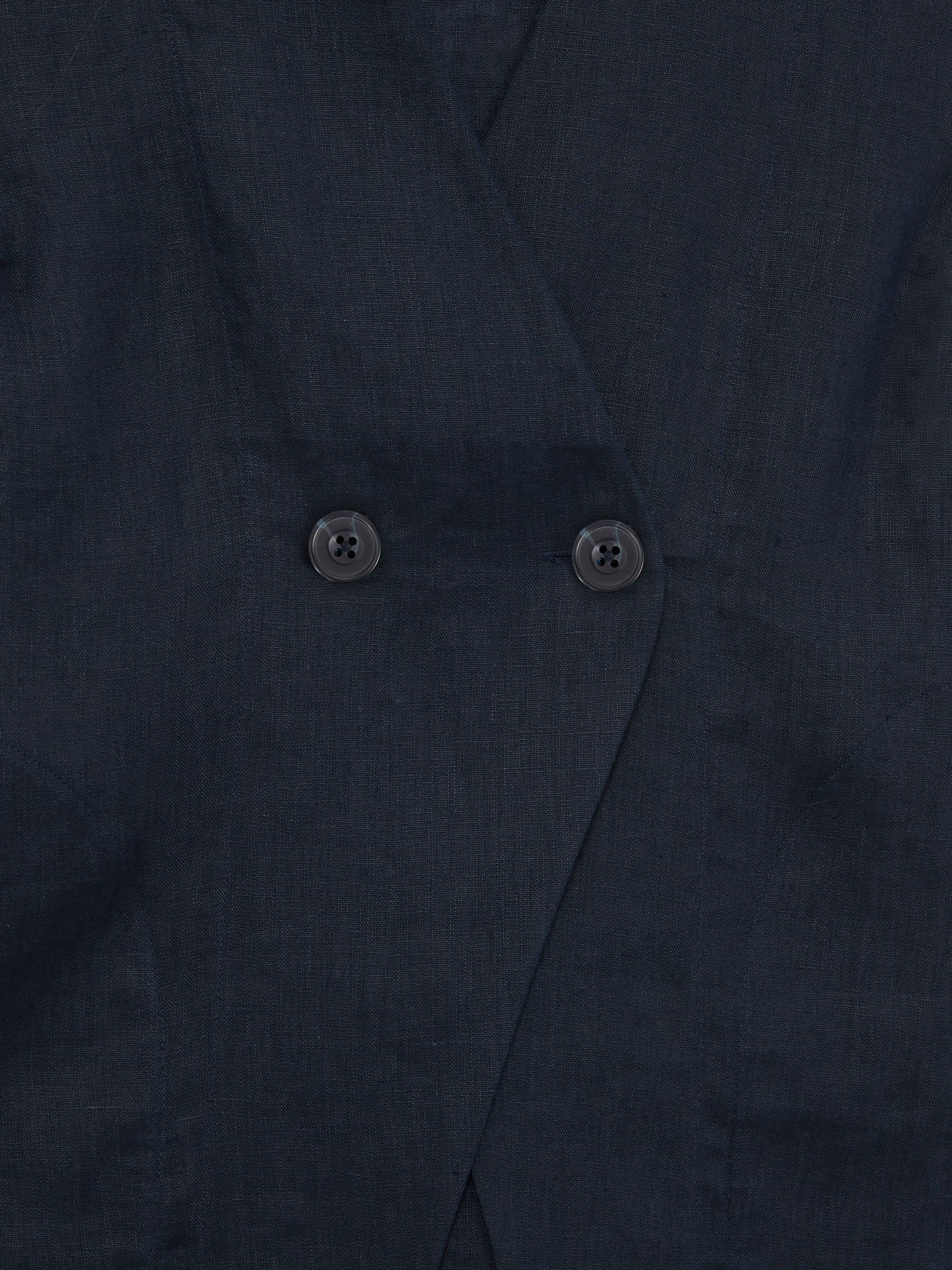 Linen Button-Front Waistcoat in Navy