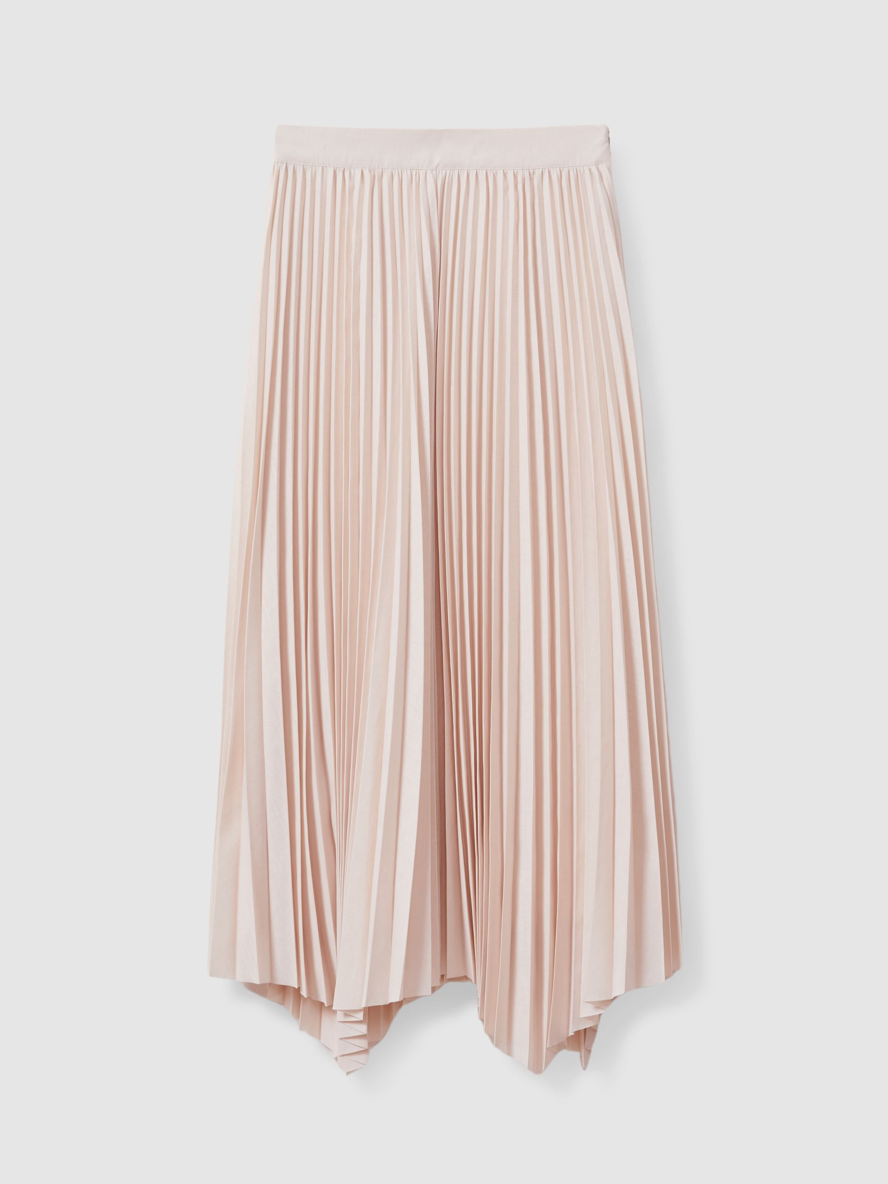Pleated Asymmetric Midi Skirt in Blush