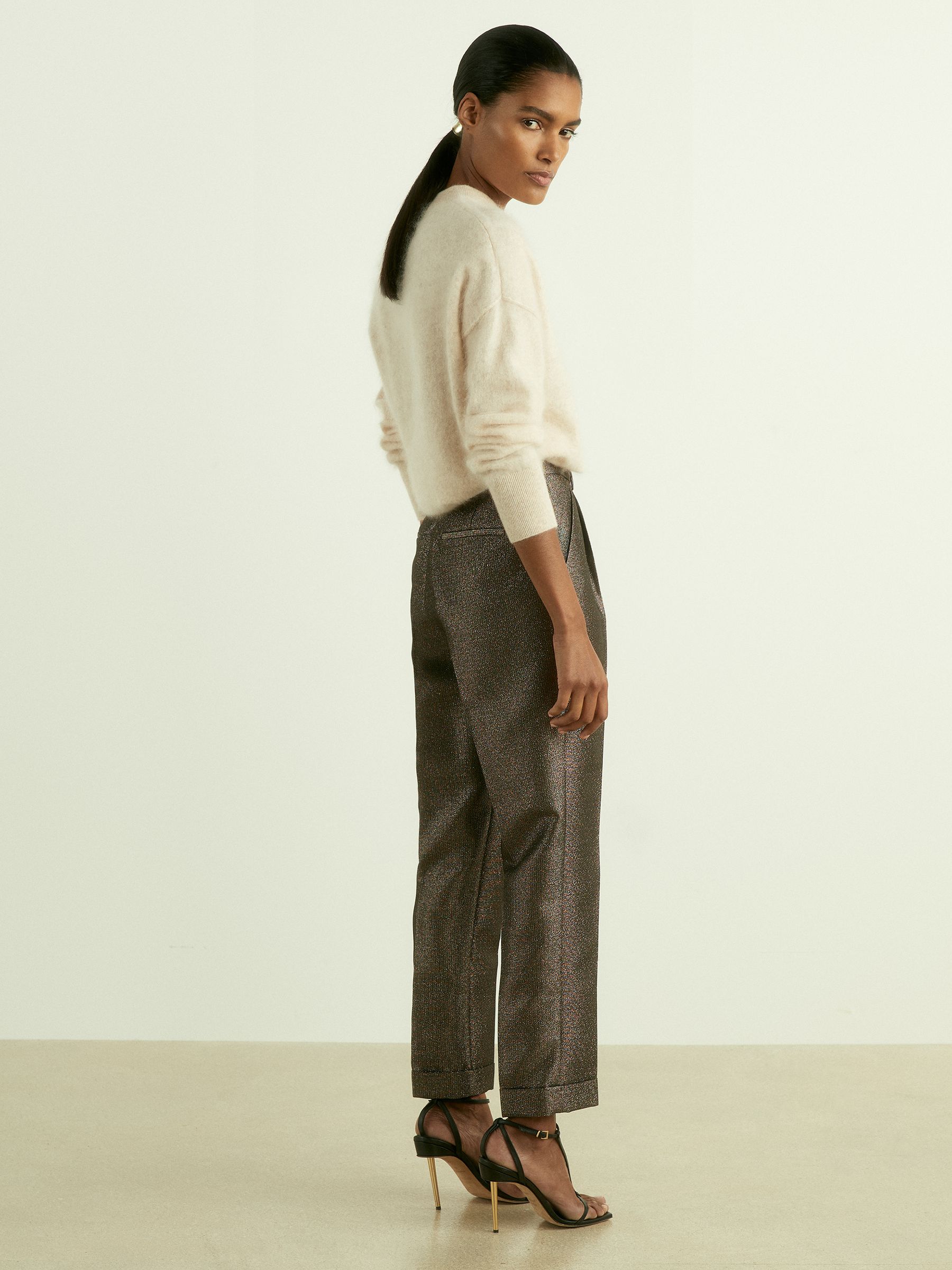 Sparkle Tapered Trousers in Dark Gold