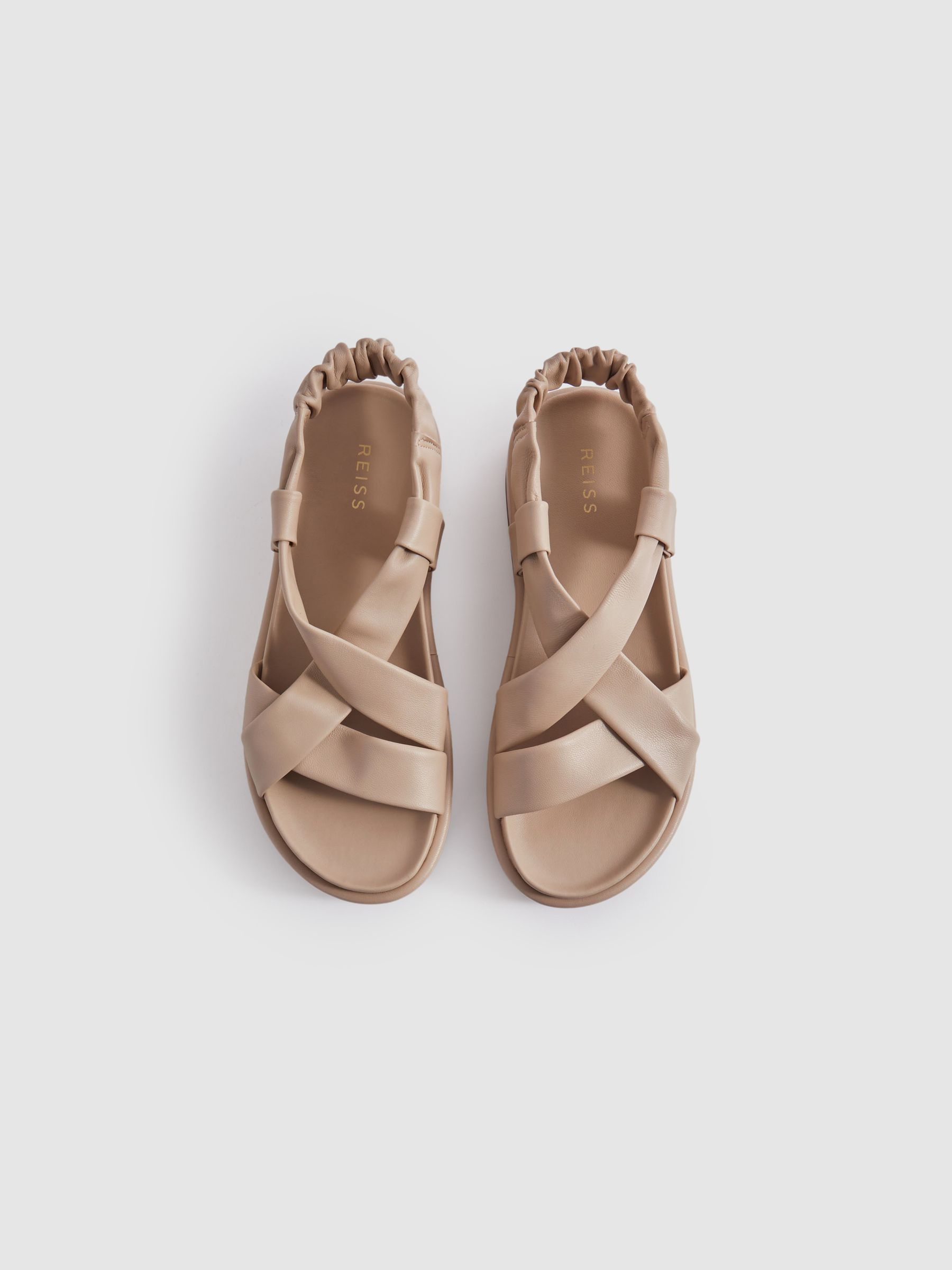 Chunky Platform Leather Sandals in Nude