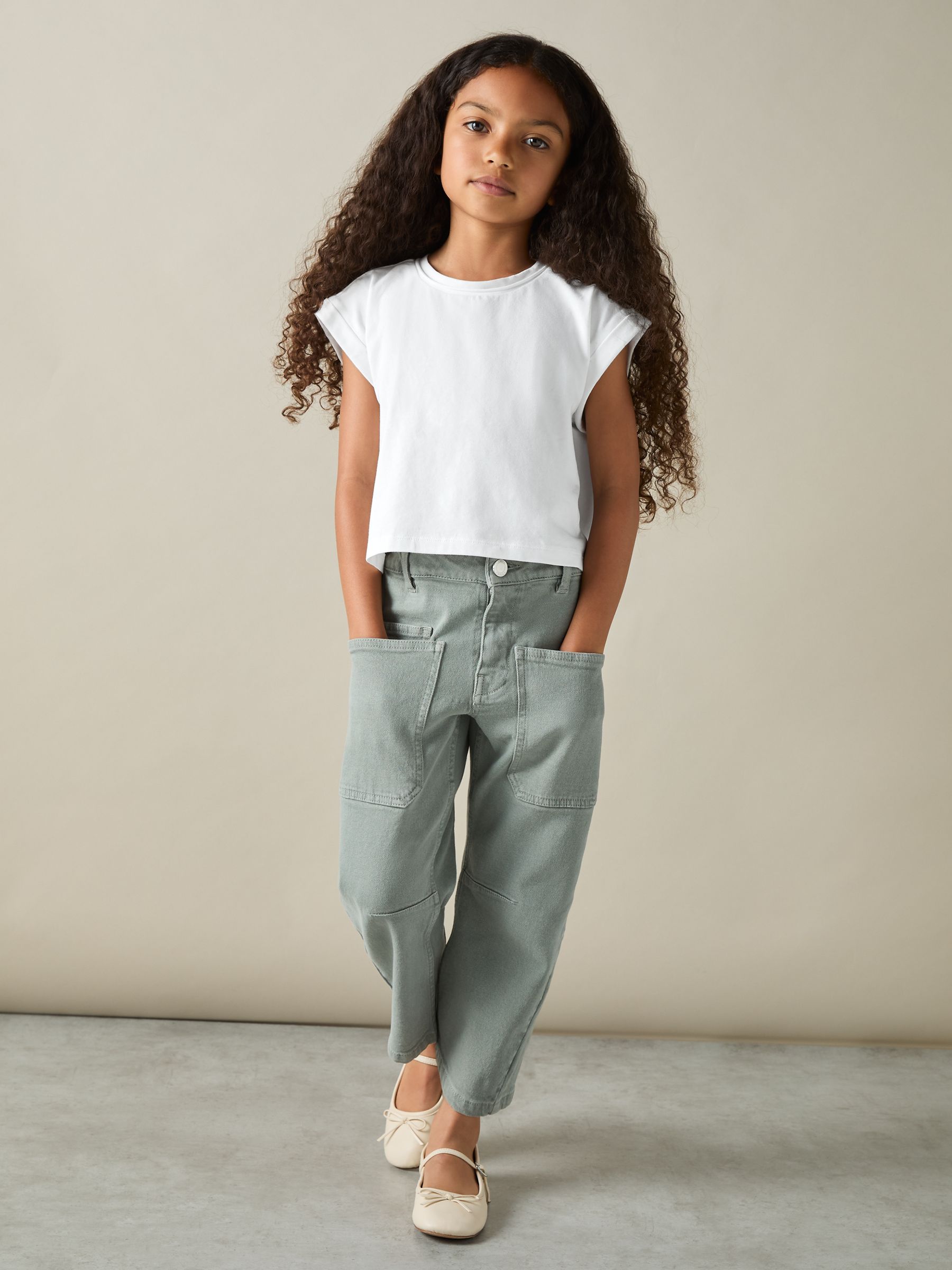 4-9 yrs Cotton-Jersey Cropped T-Shirt 3 Pack in White