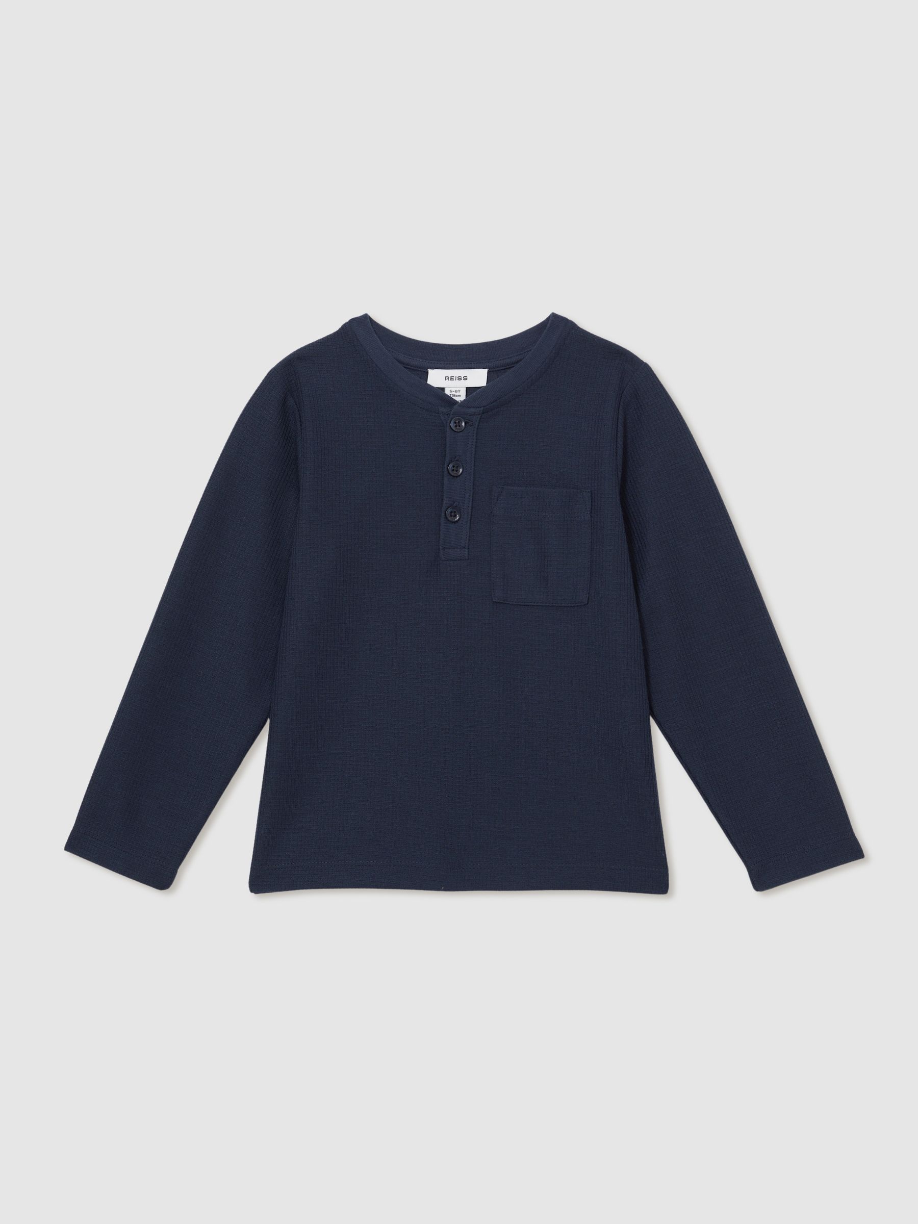 3-9 yrs Cotton-Blend Waffle Henley T-Shirt in Navy
