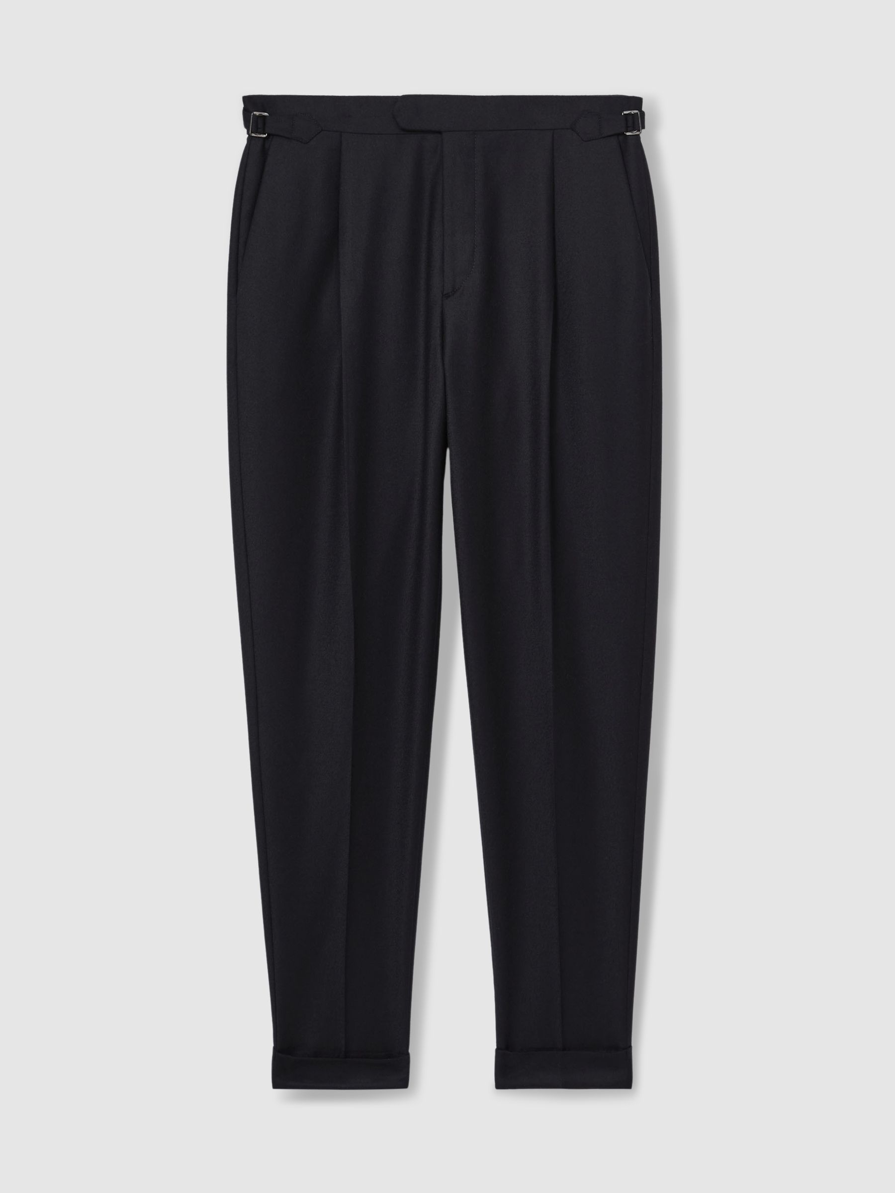 Stretch Cotton Tapered Trousers in Navy