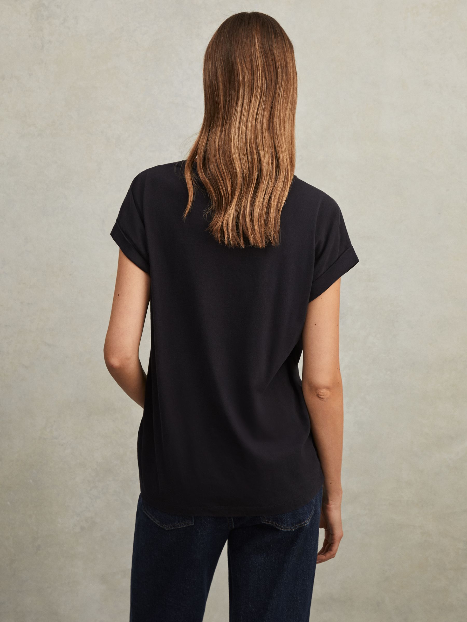 Cotton-Jersey Crew Neck T-Shirt in Navy