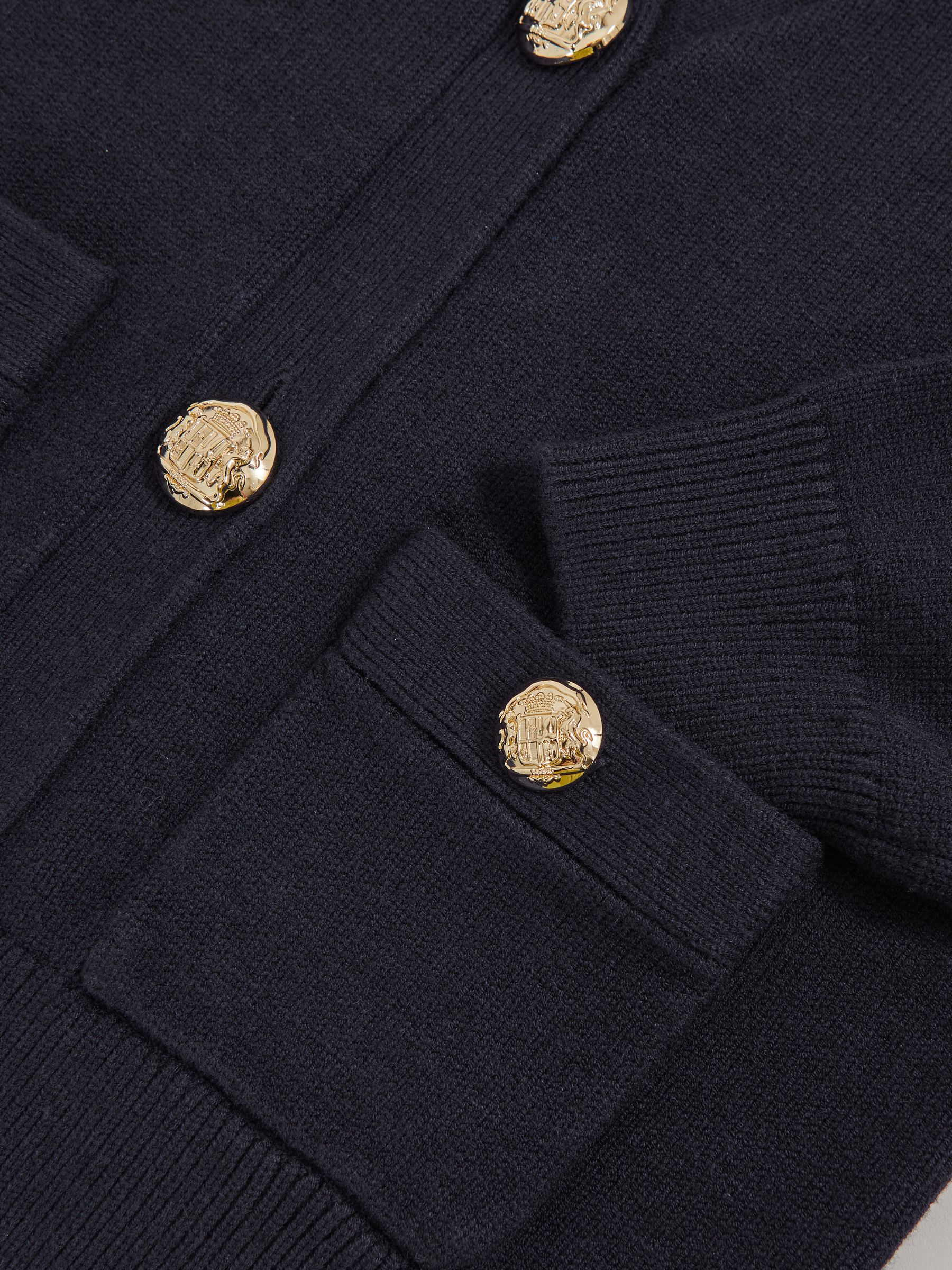 3-9 yrs Knitted Embossed-Button Cardigan in Navy