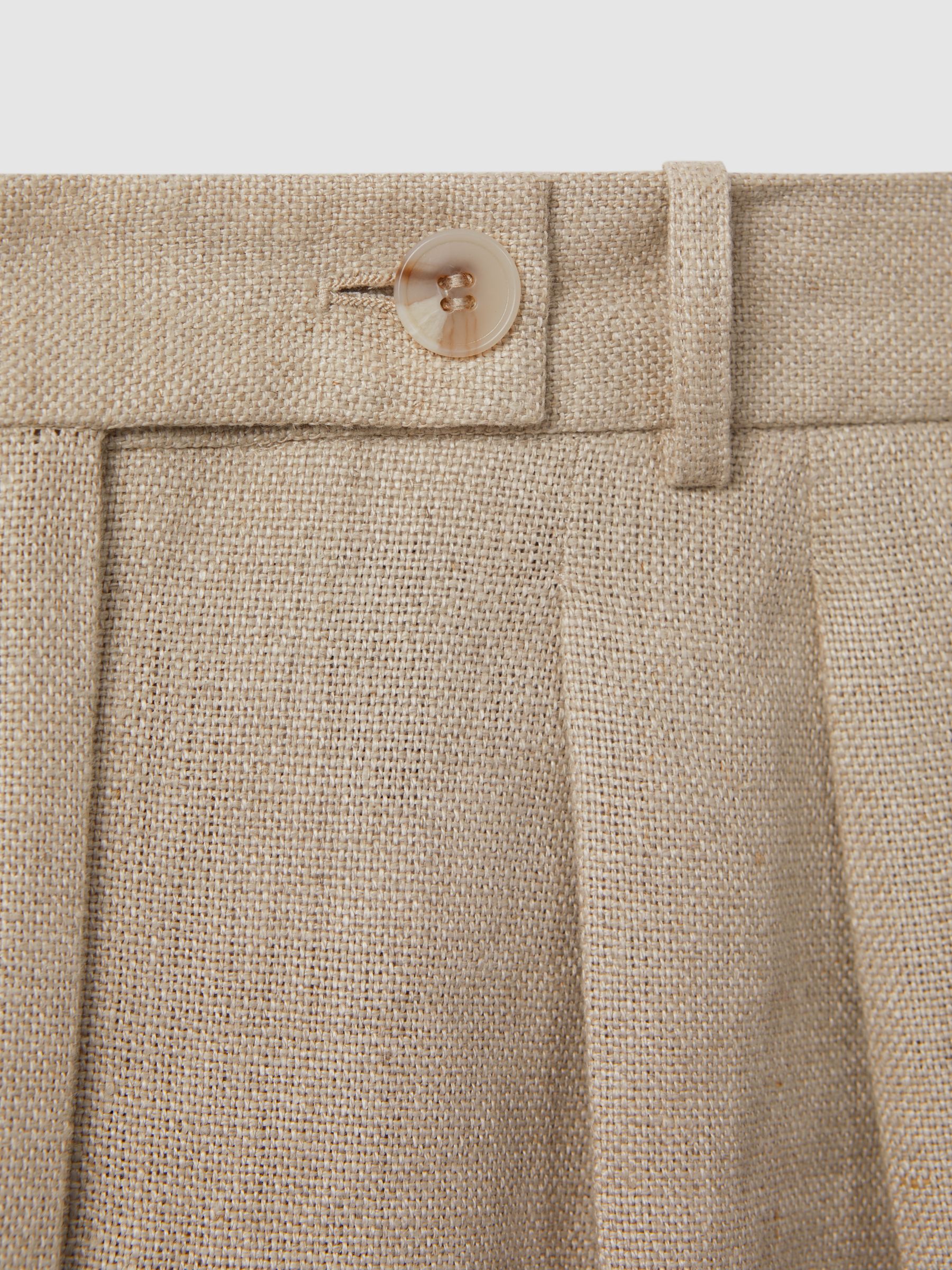 Linen Wide Leg Suit Trousers in Natural