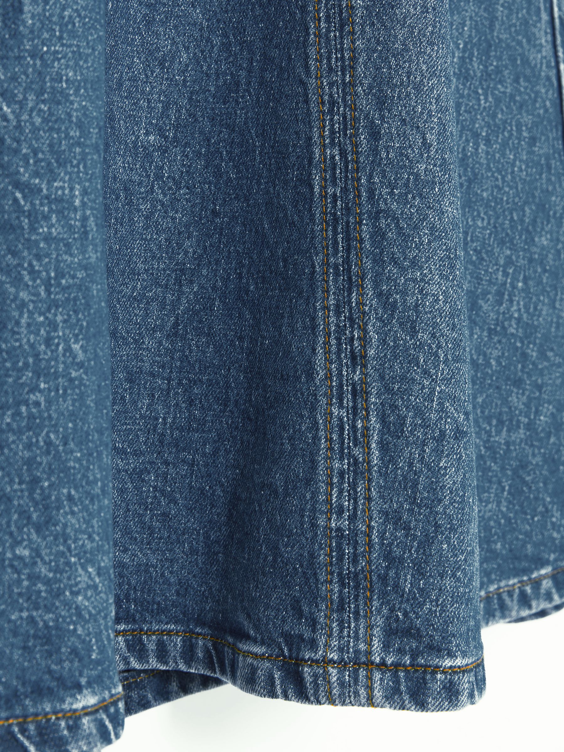 Denim Panelled Midi Skirt in Indigo