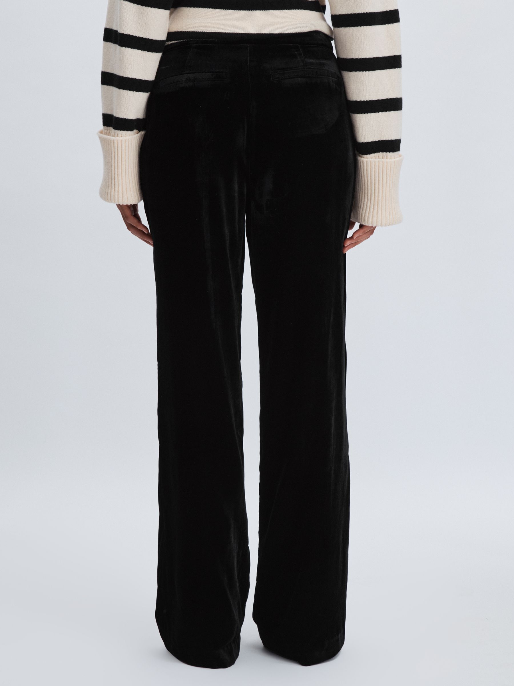 Paige Velvet Wide-Leg Trousers in Black