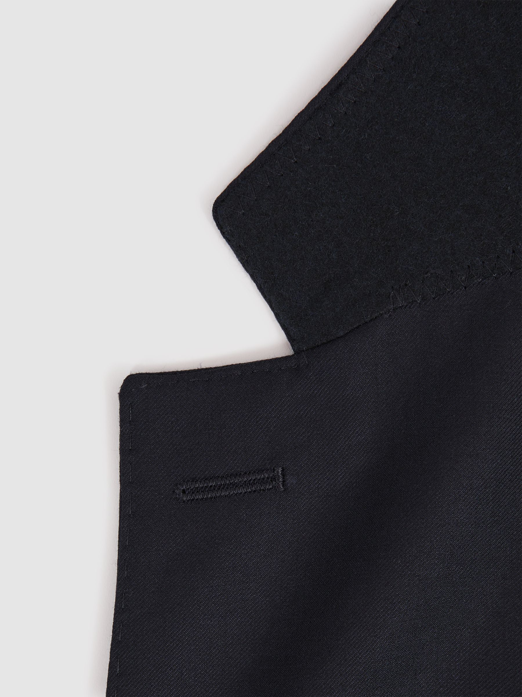 Atelier Wool Cashmere Slim Fit Single Breasted Blazer in Midnight Navy