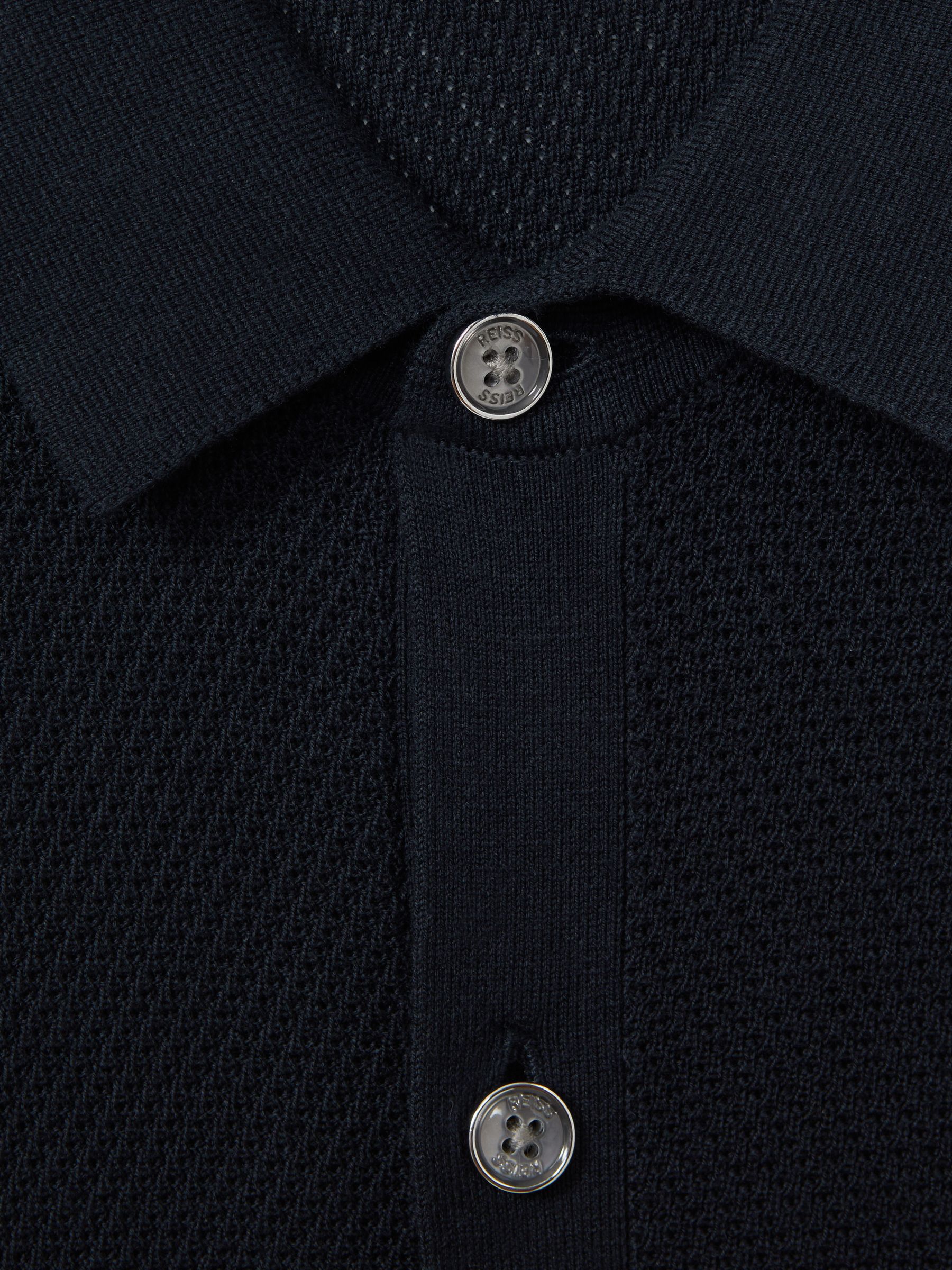 Cotton Blend Textured Shirt in Navy