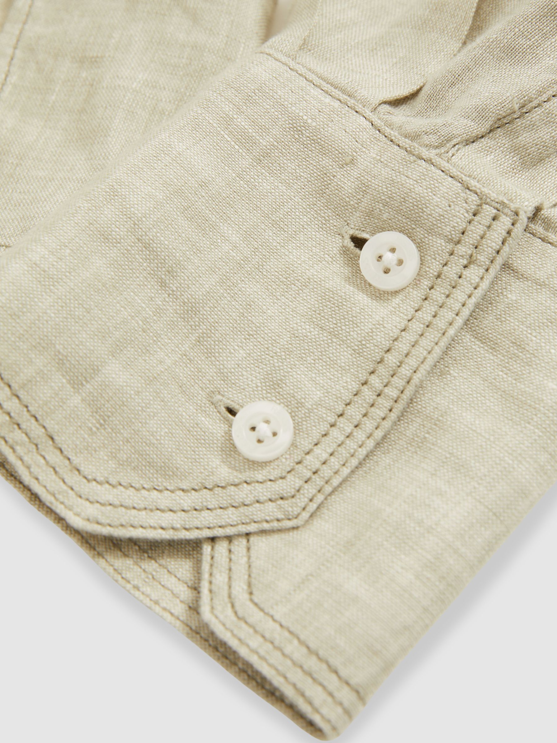 Linen Overhead Open-Collar Shirt in Sage