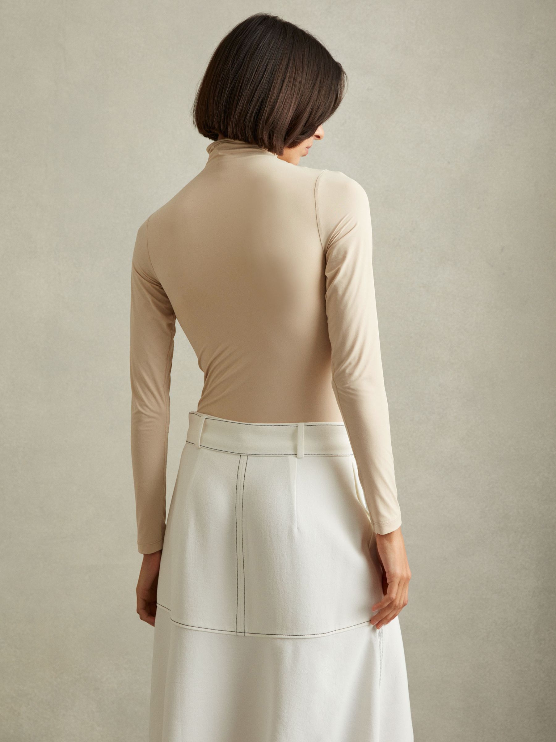 Alba Neutral Seamless Funnel Neck Thong Bodysuit