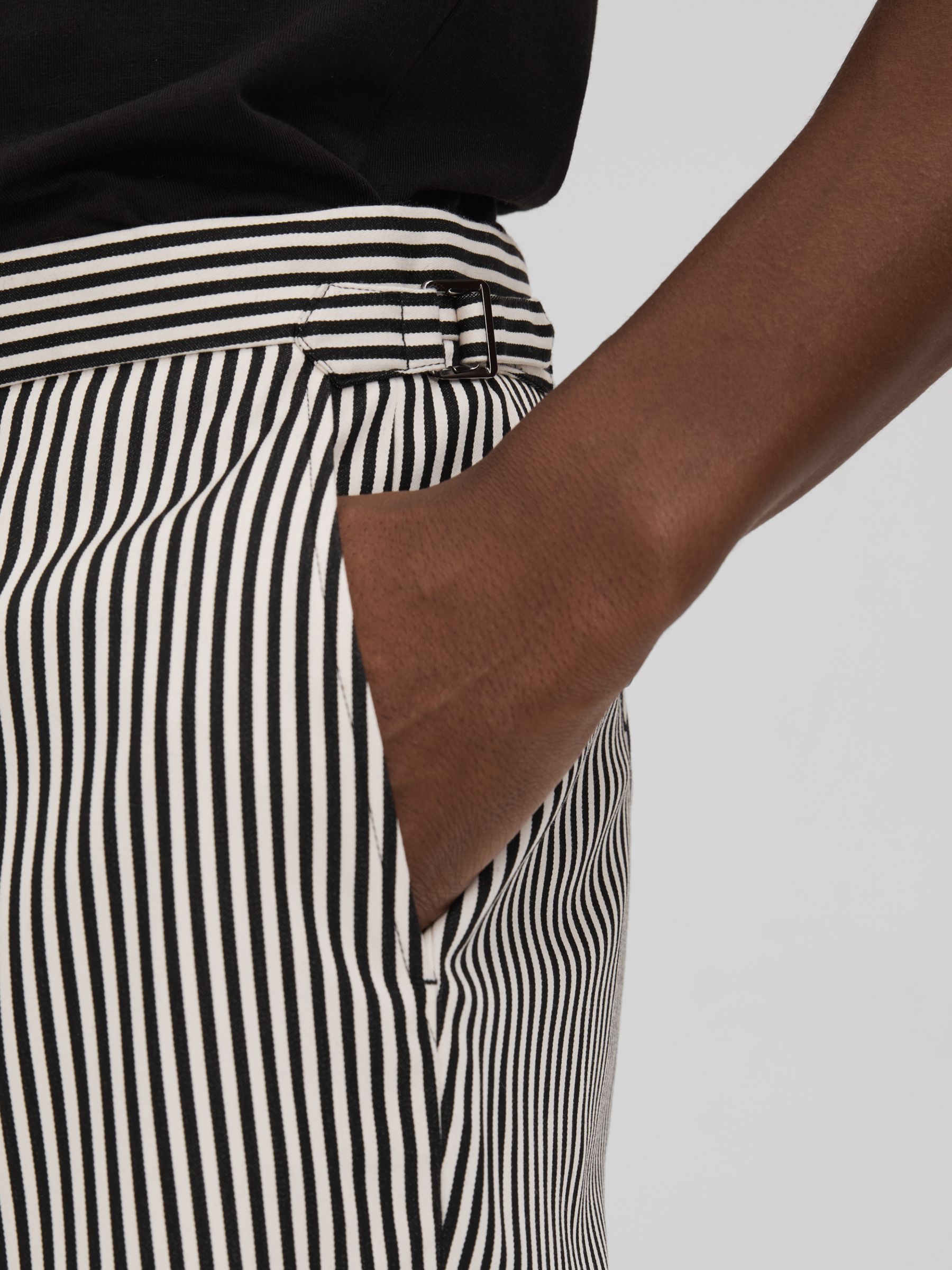 Striped Adjuster Shorts in Black/White