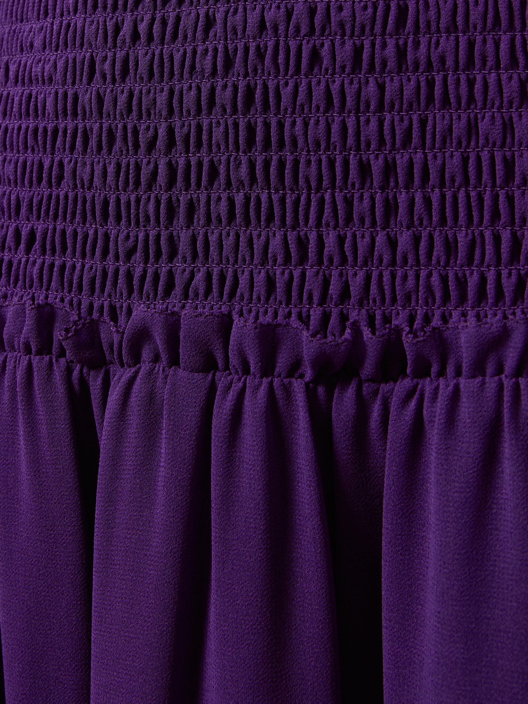 Florere Plunge Neck Shirred Maxi Dress in Dark Purple