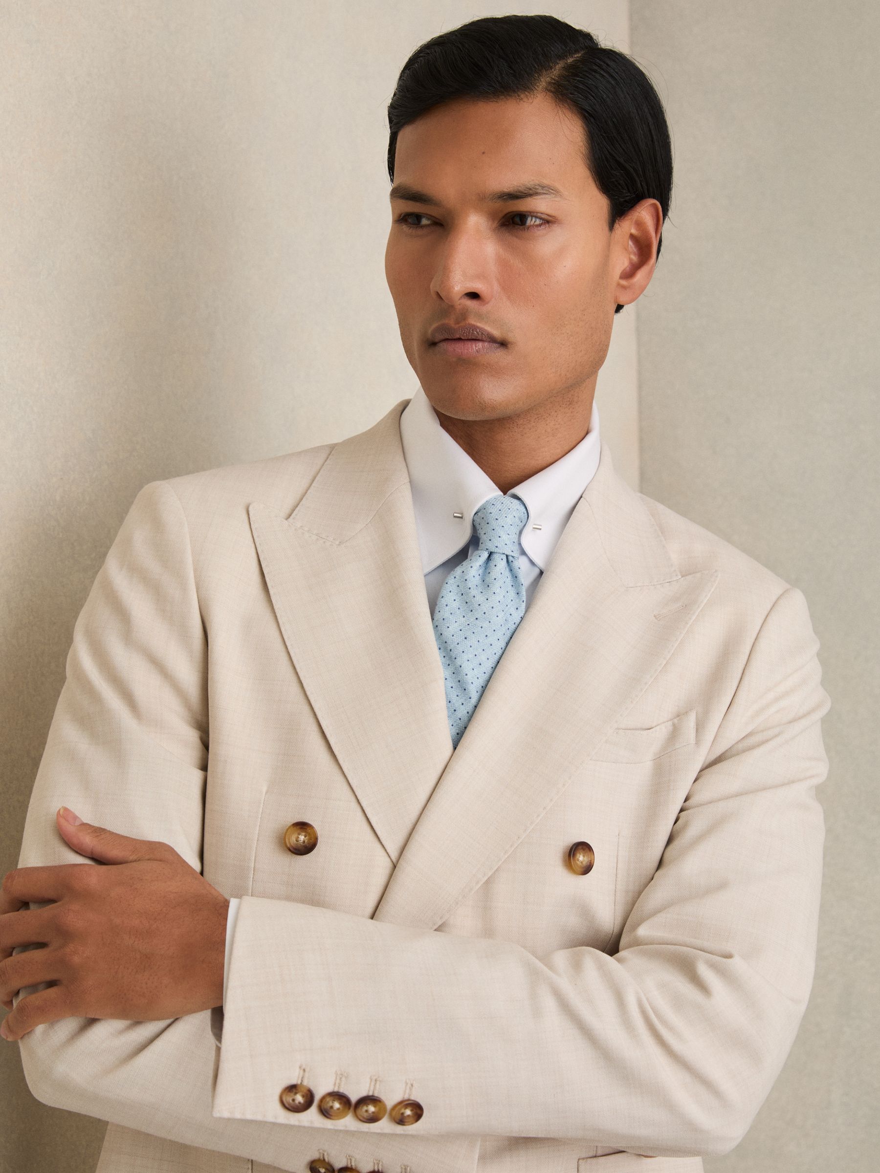 Silk Pin-Dot Tie in Soft Blue