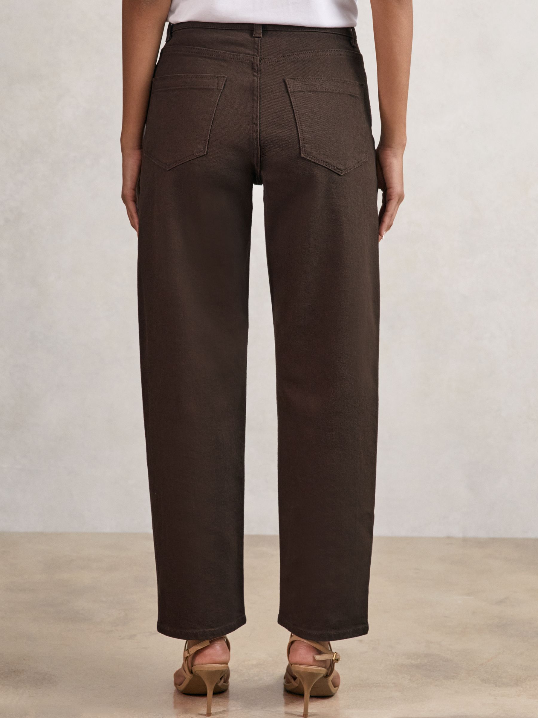 Petite Mid-Rise Straight-Leg Jeans in Chocolate