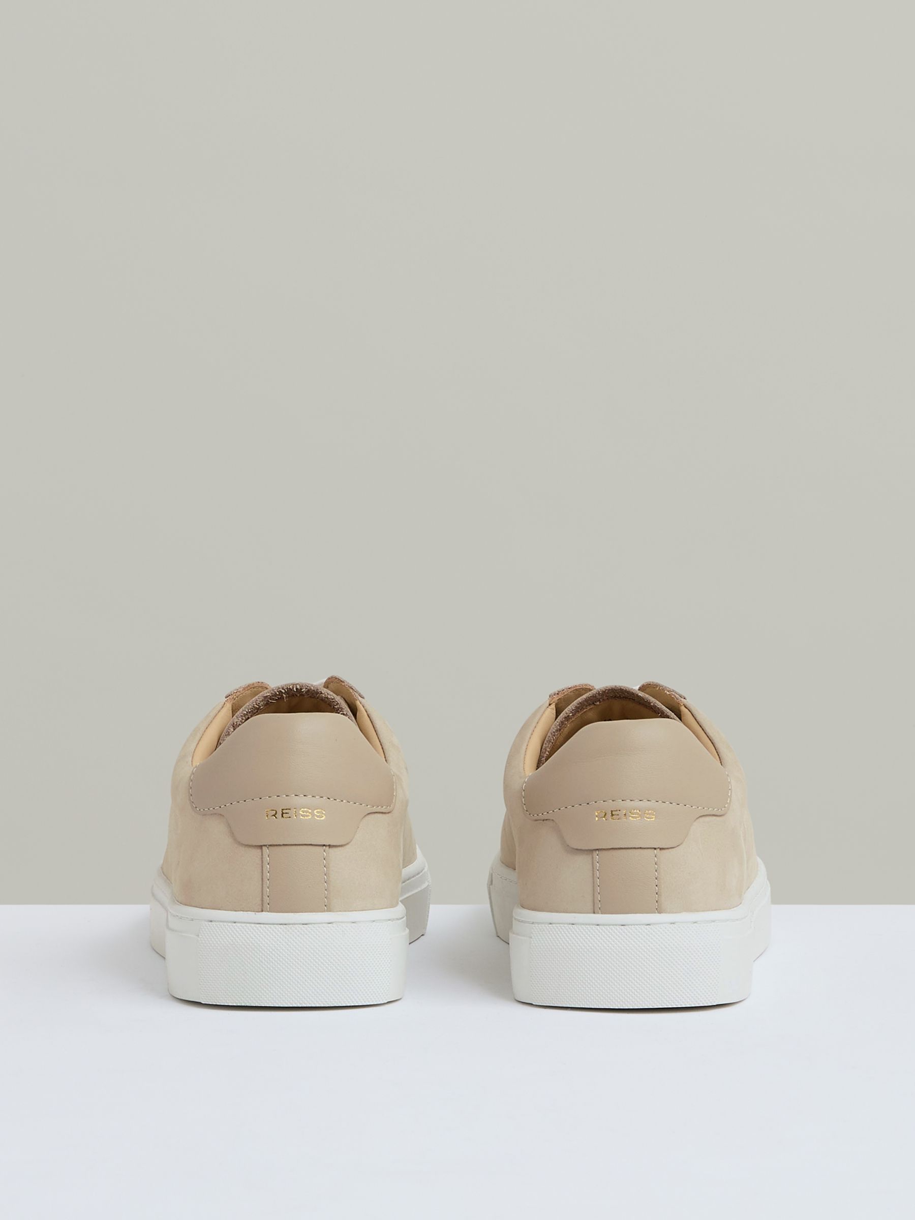 Nubuck Leather Low-Top Trainers in Ecru