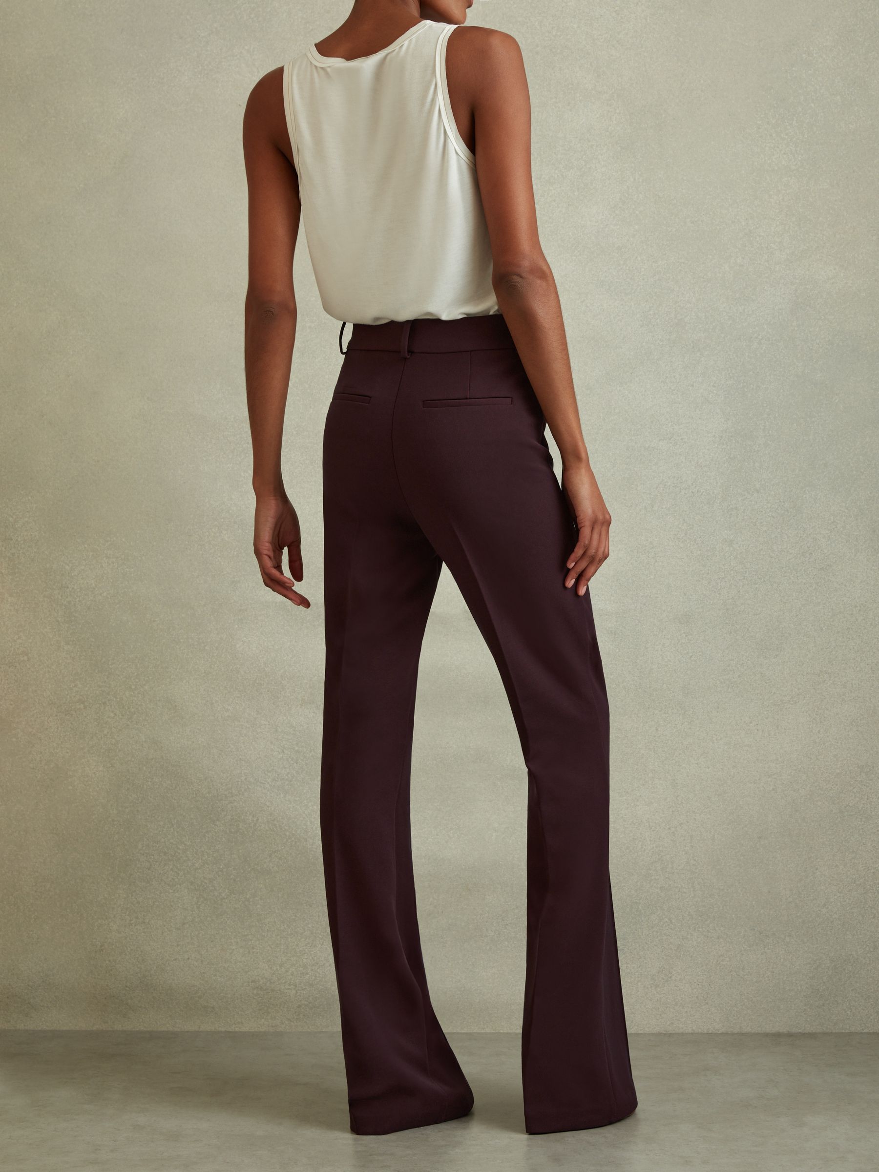 Flared Suit Trousers in Berry