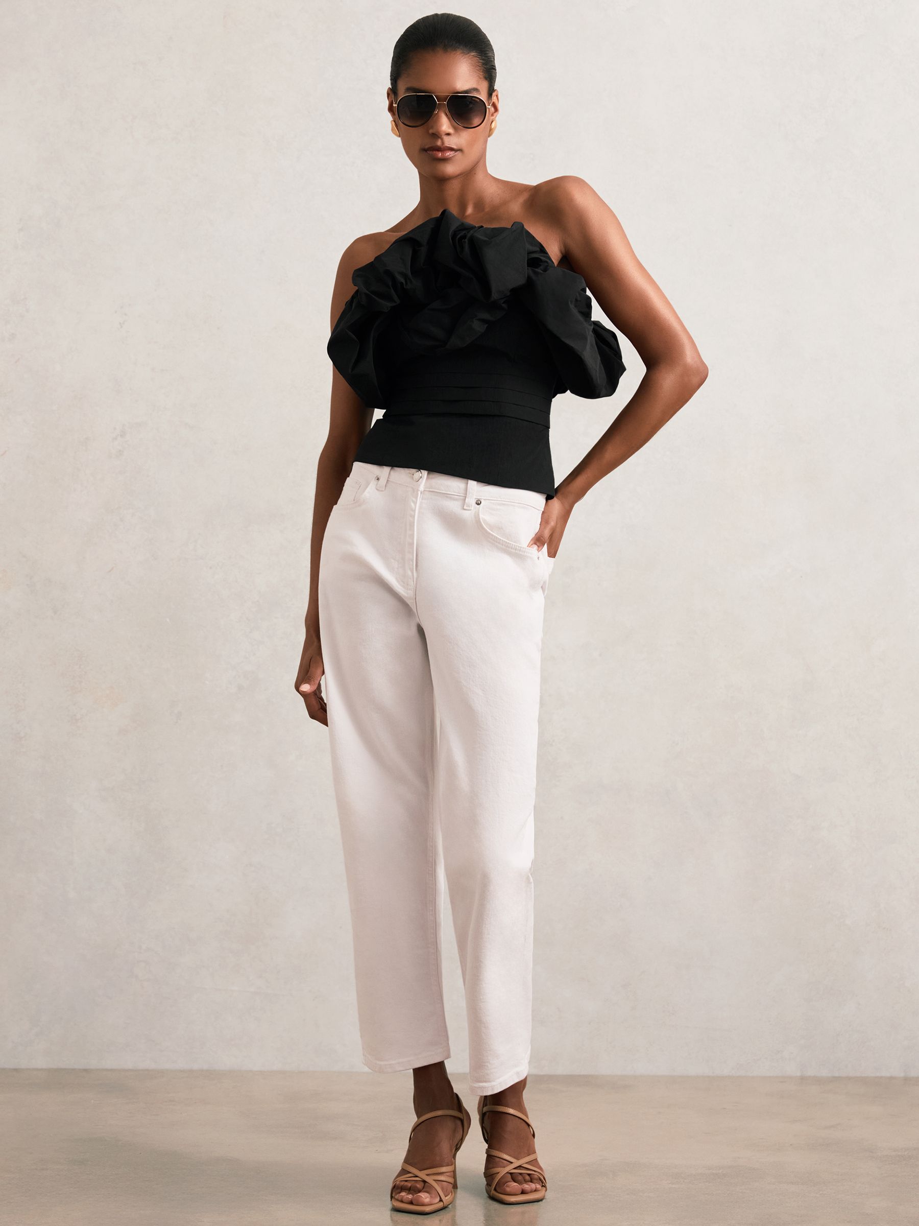 Sculptural Strapless Top in Black