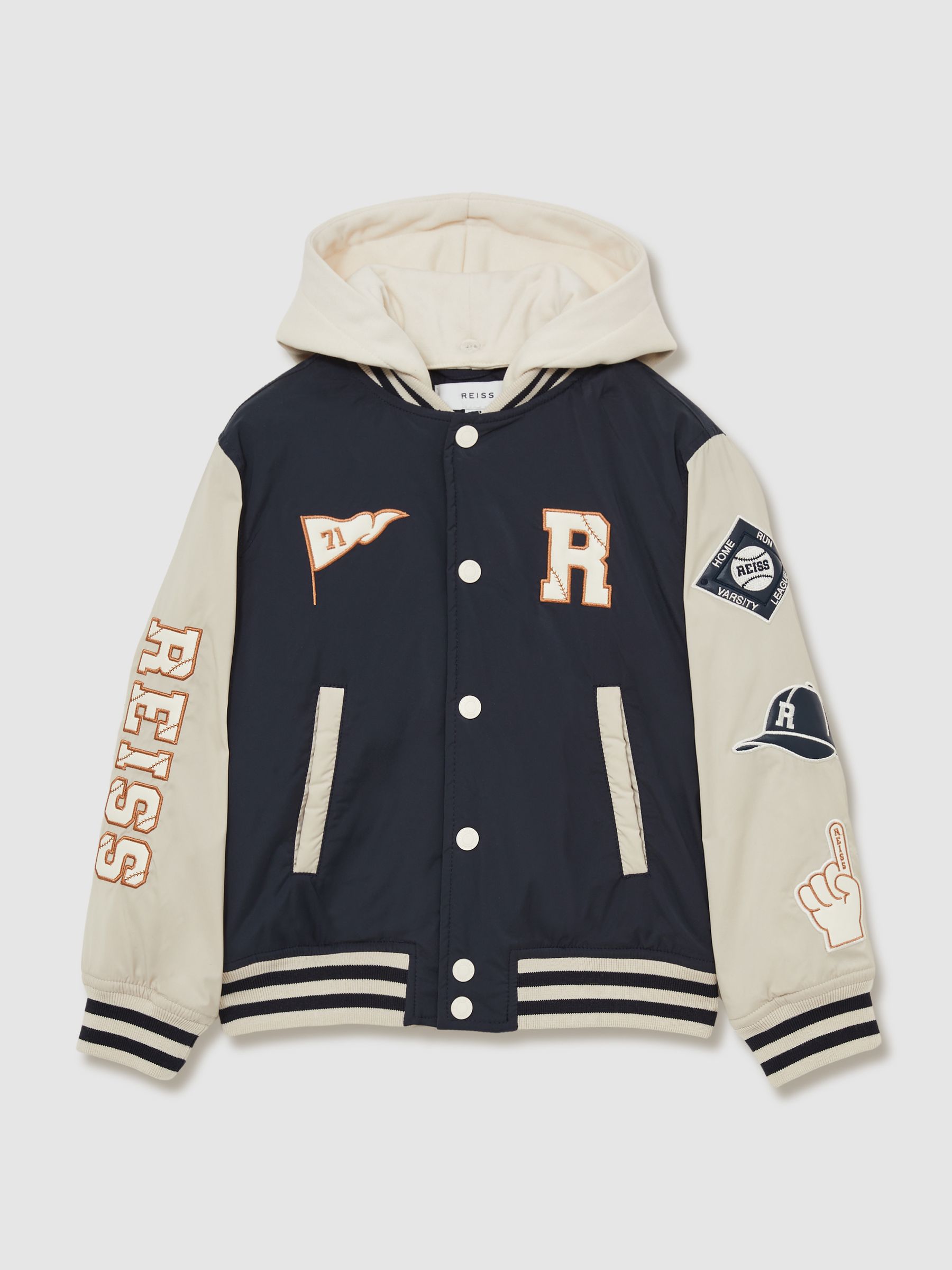 3-9 yrs Home-Run Colourblock Bomber Jacket in Navy/Stone