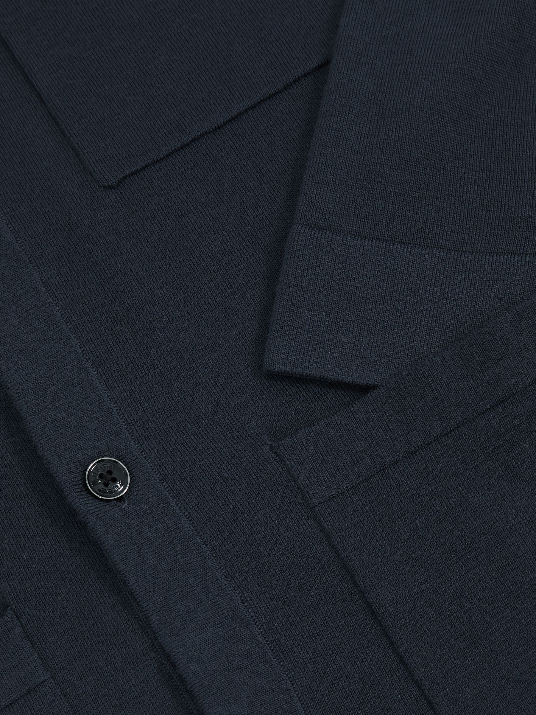 Merino Wool Button-Through Shirt in Midnight Navy