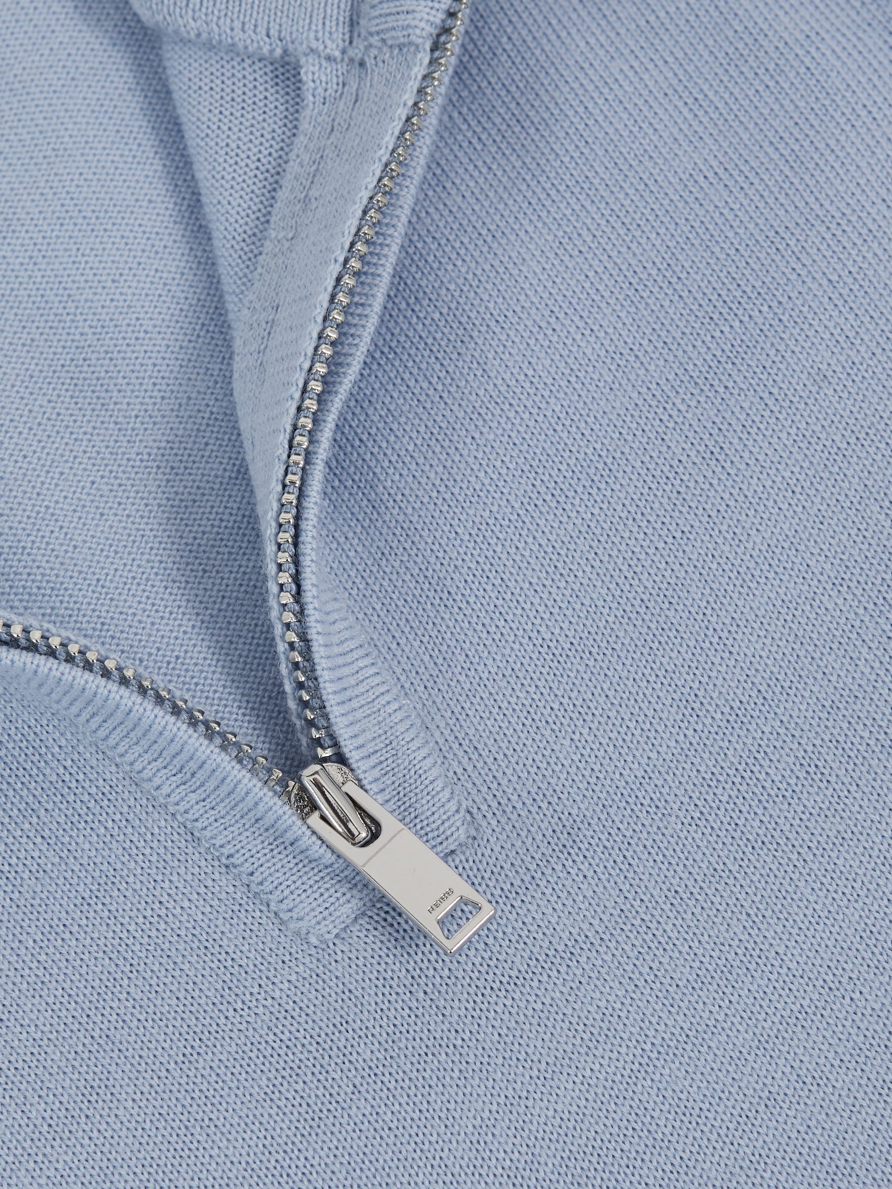 9-13 yrs Merino Wool Half-Zip Funnel Neck Jumper in Soft Blue Melange