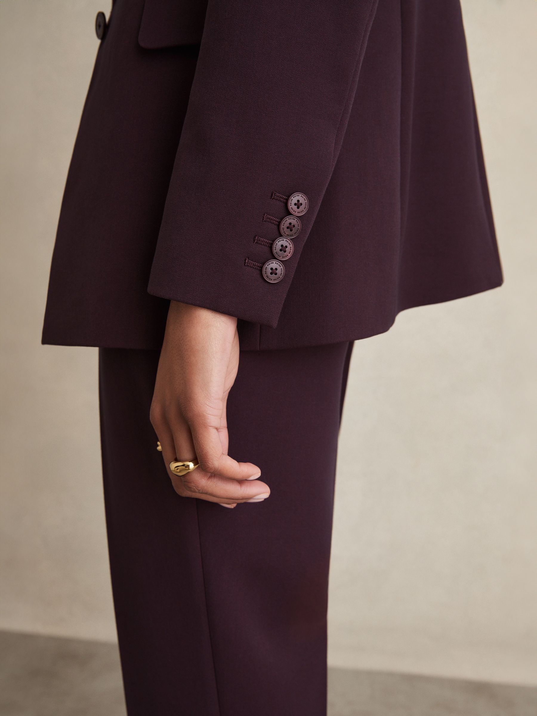 Tailored Single Breasted Suit Blazer in Berry