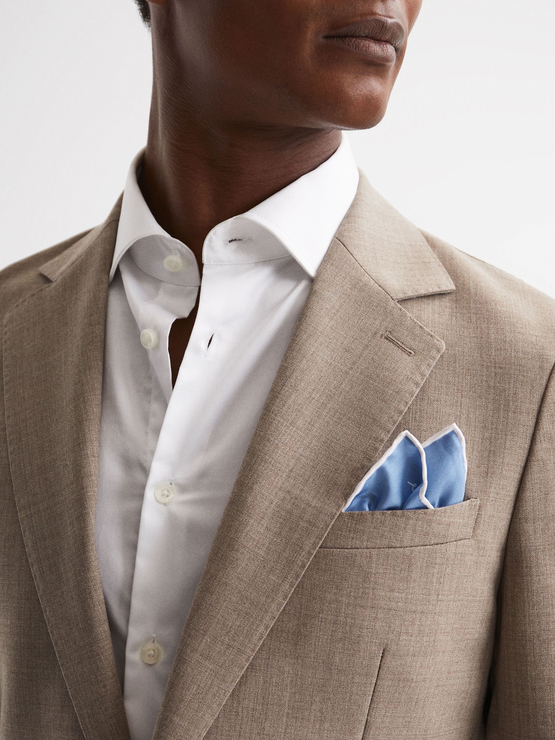 Plain Silk Pocket Square in Airforce Blue