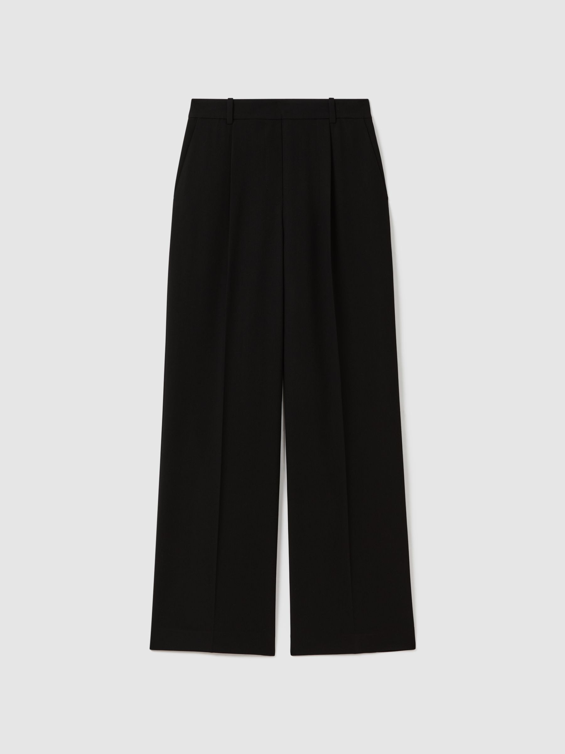 Petite Half-Elasticated Wide Leg Trousers in Black
