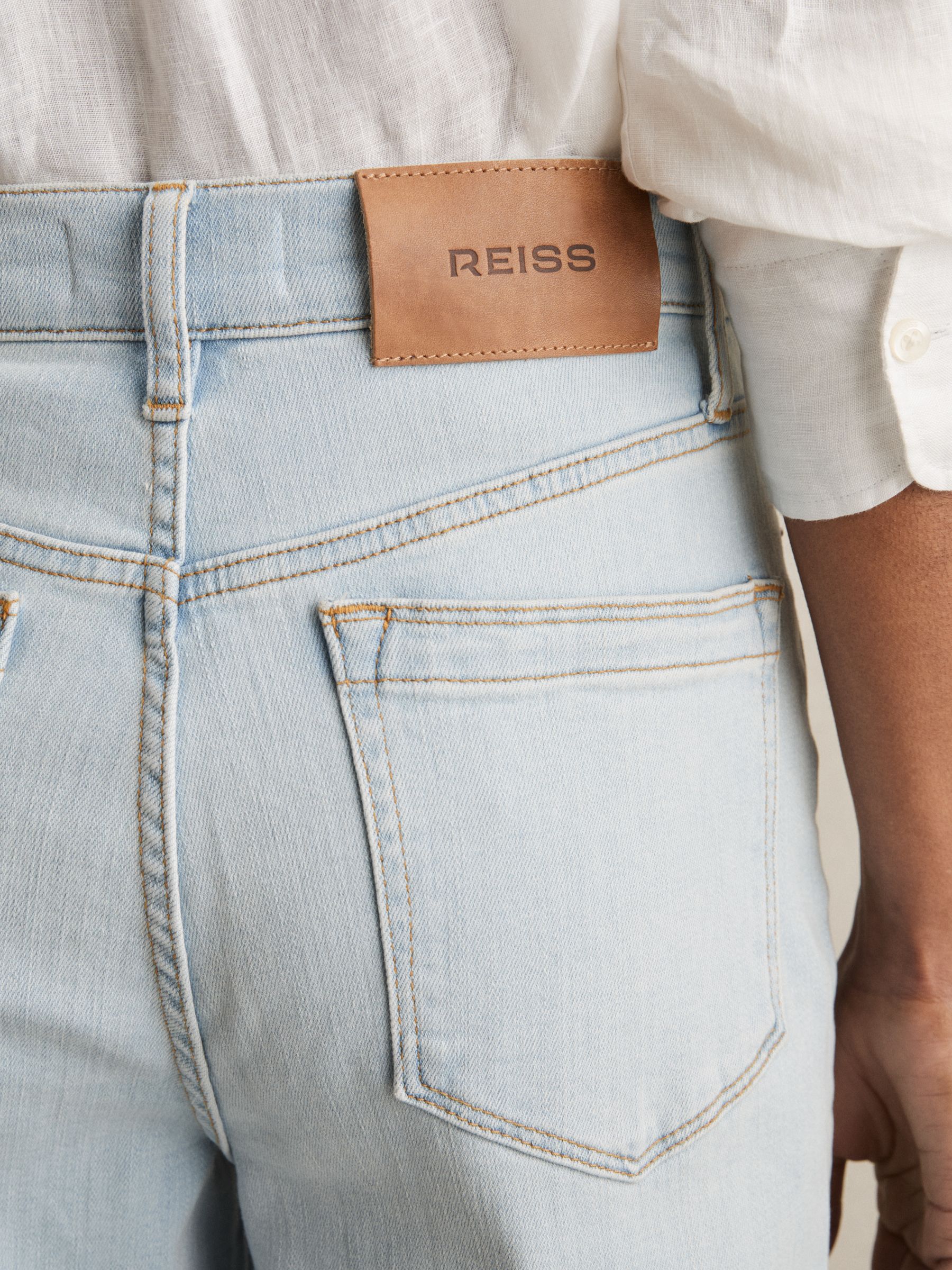 Petite Stretch-Cotton Wide-Leg Jeans in Light Blue